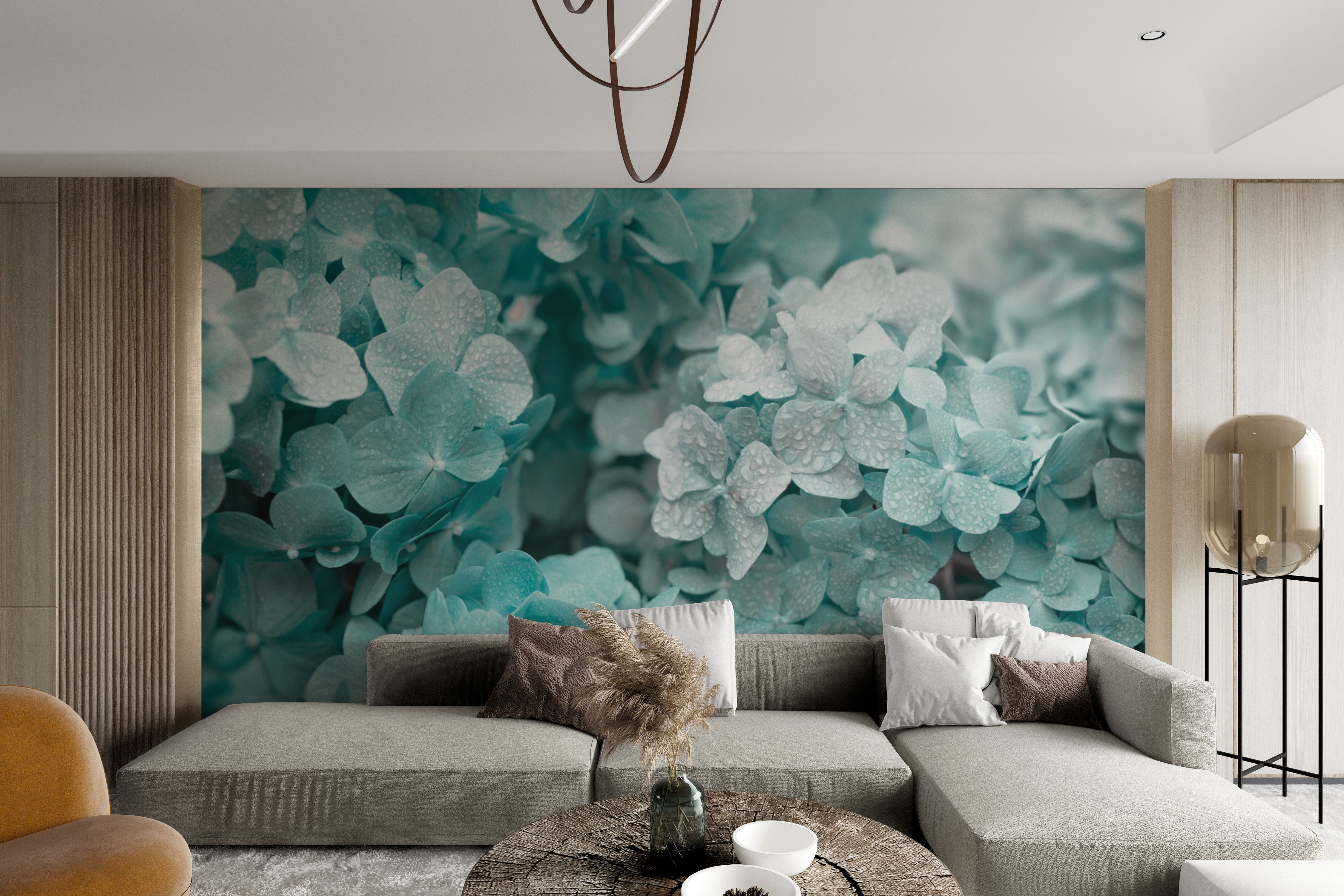 Hydrangea flower wall covering
