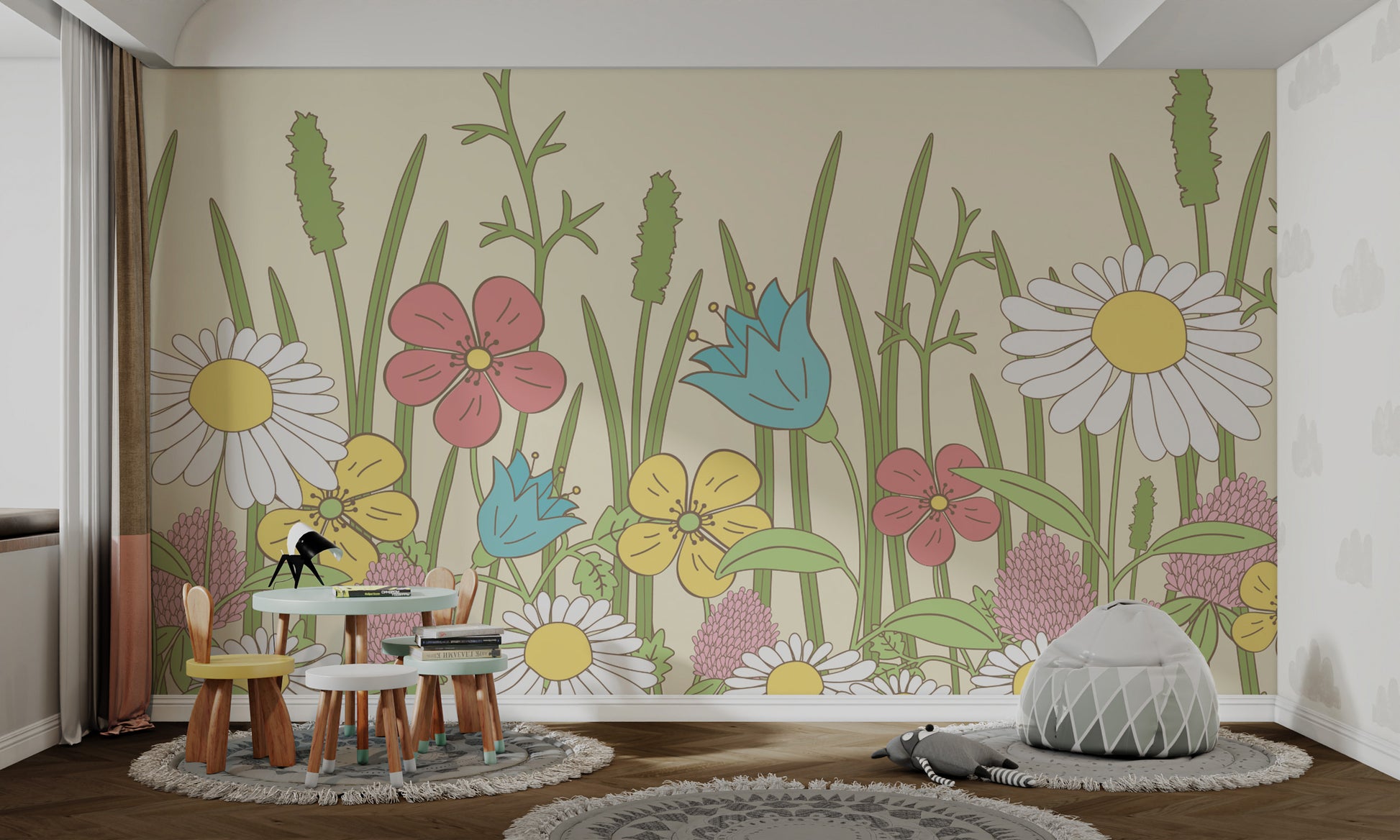 Delicate floral wallpaper for a fresh interior look
