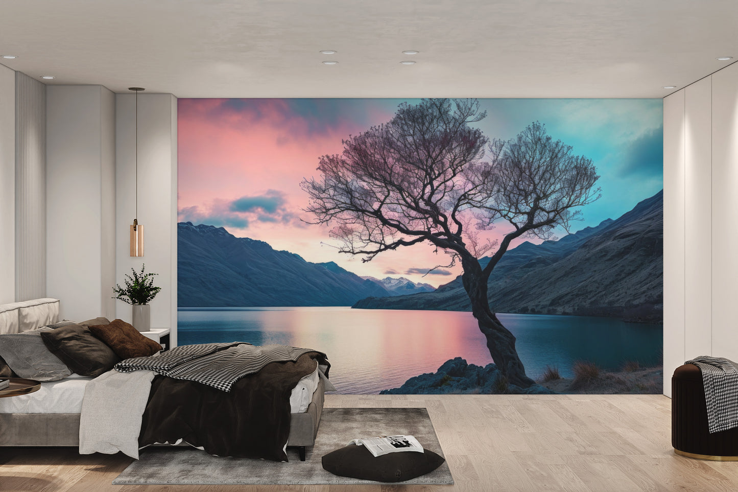 Nature wallpaper featuring a sunset over the lake
