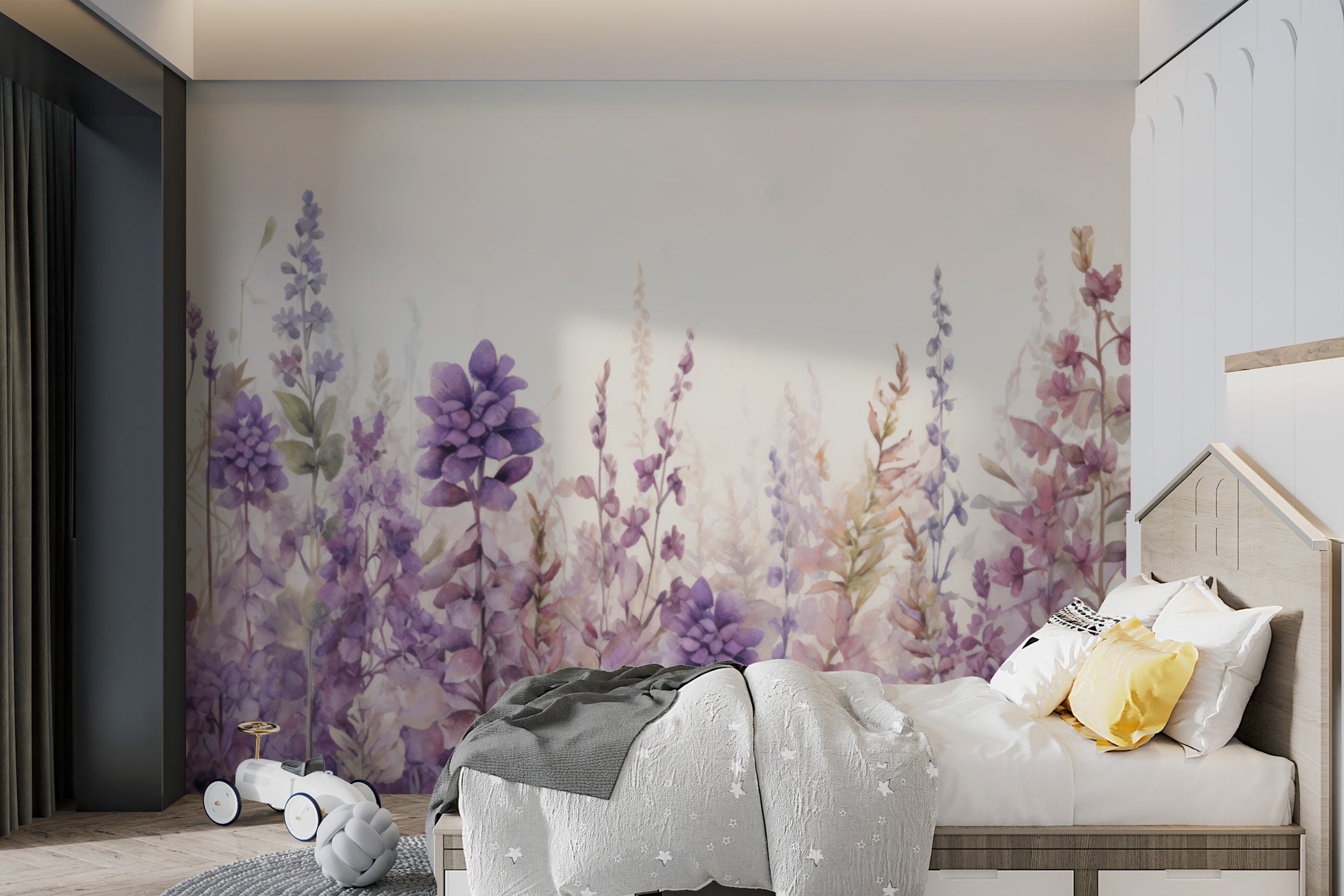 Elegant purple floral wallpaper for home walls
