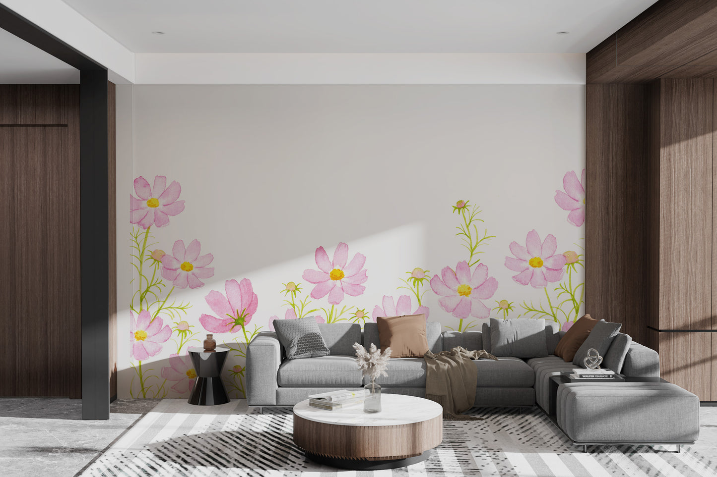 Pastel flower design wallpaper with blooming details
