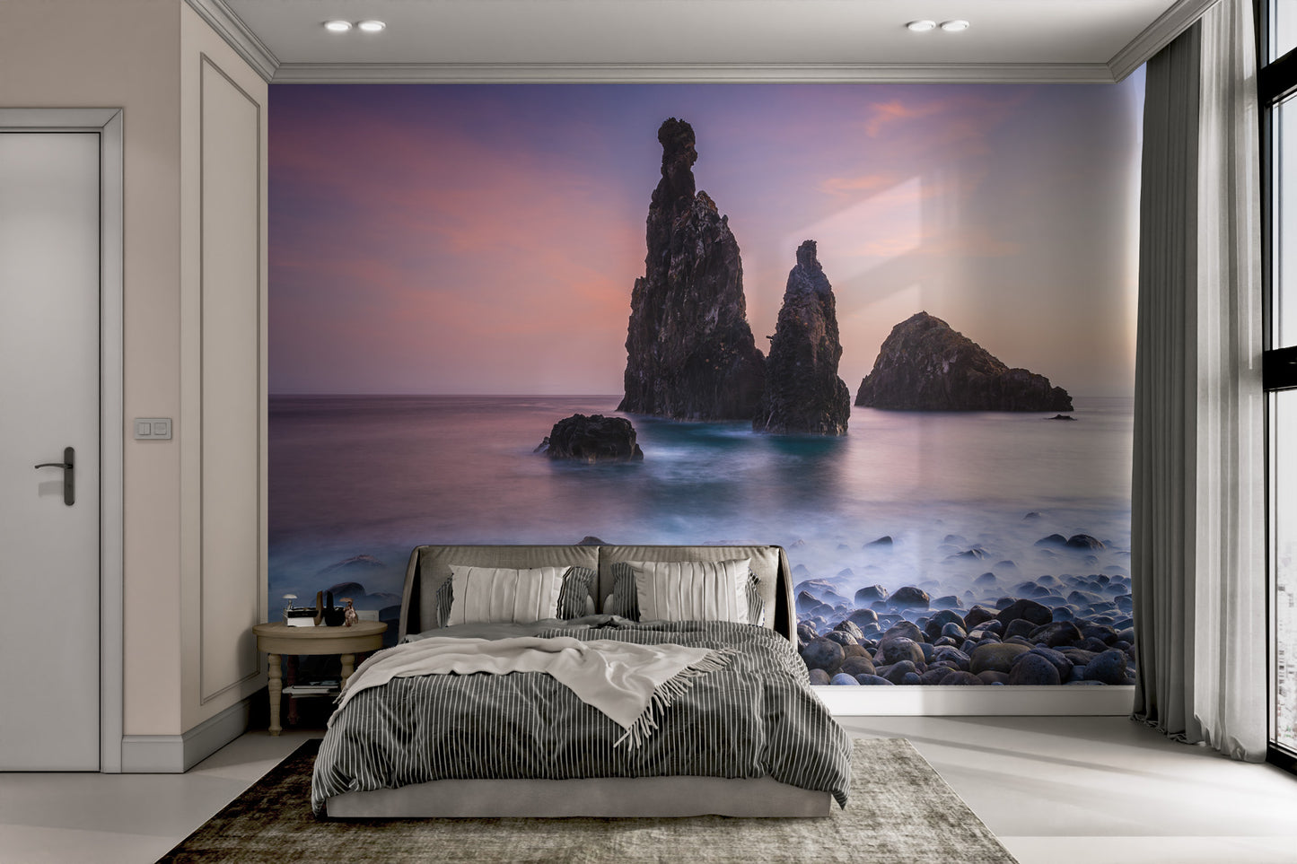 Dramatic seascape wallpaper with misty water effect
