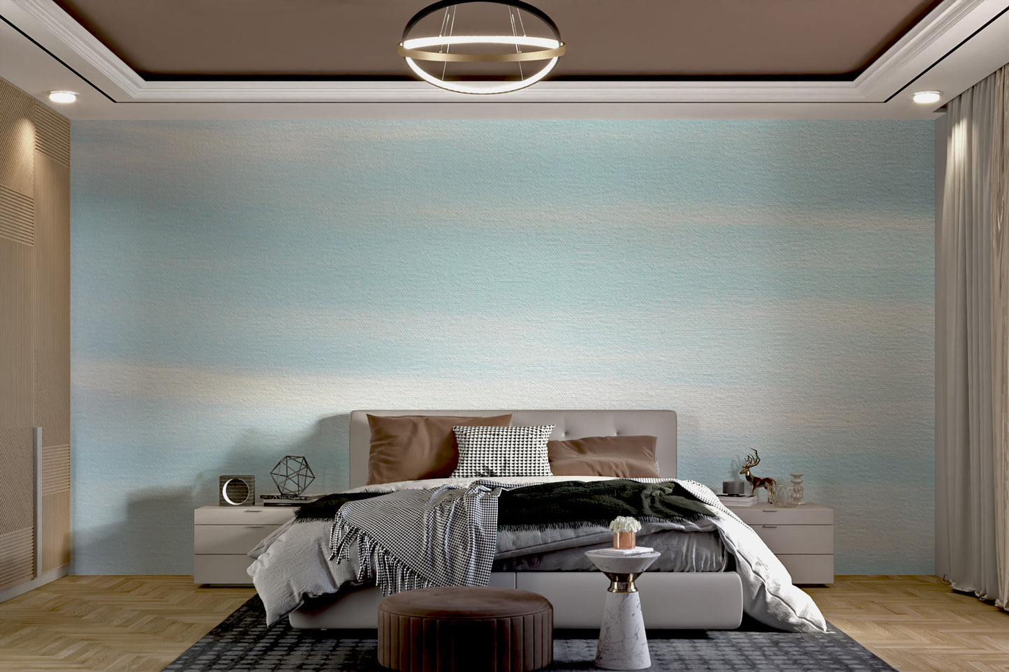 Light blue wall mural with a smooth color blend
