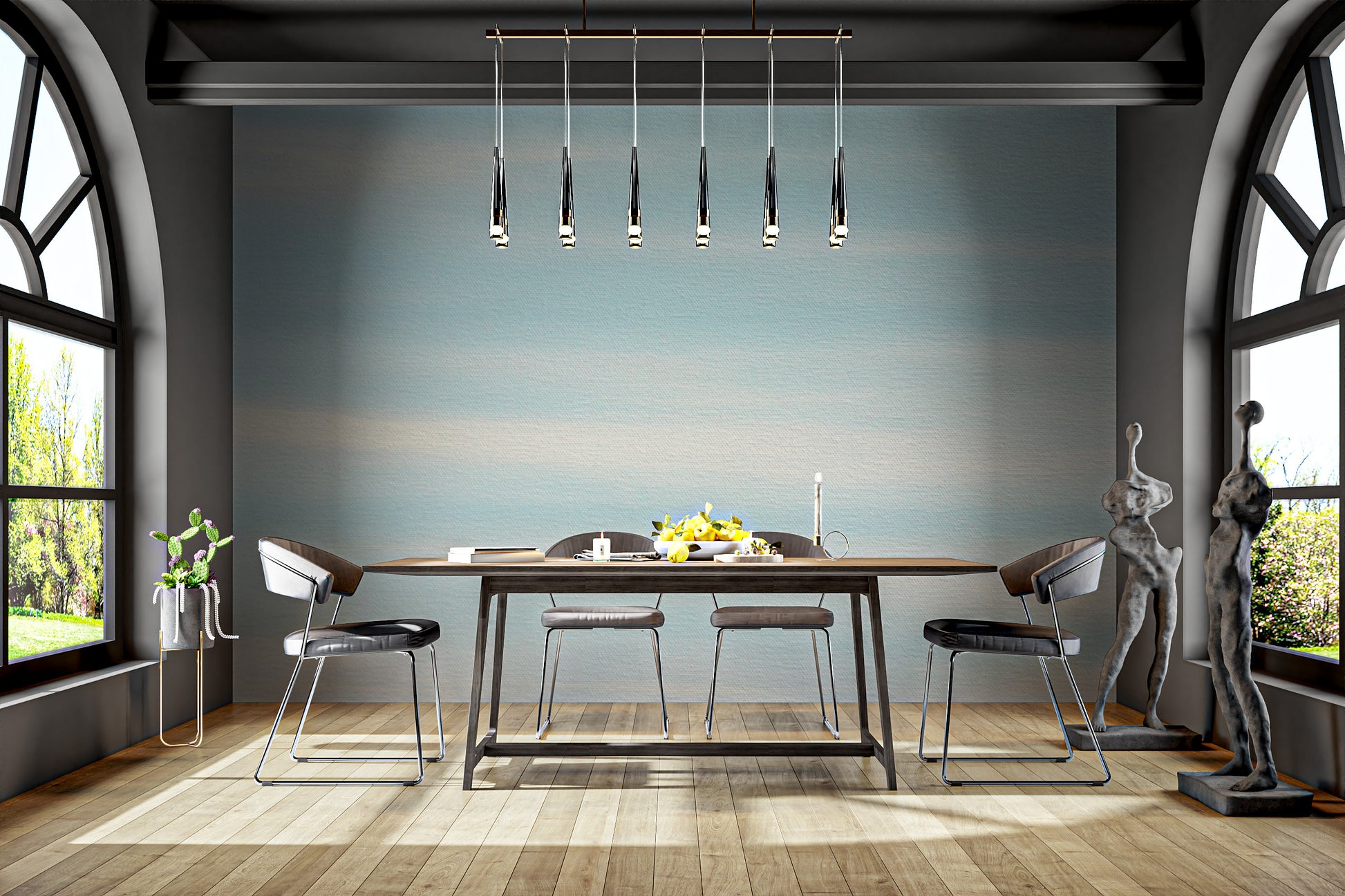 Light blue gradient wallpaper for modern interiors
