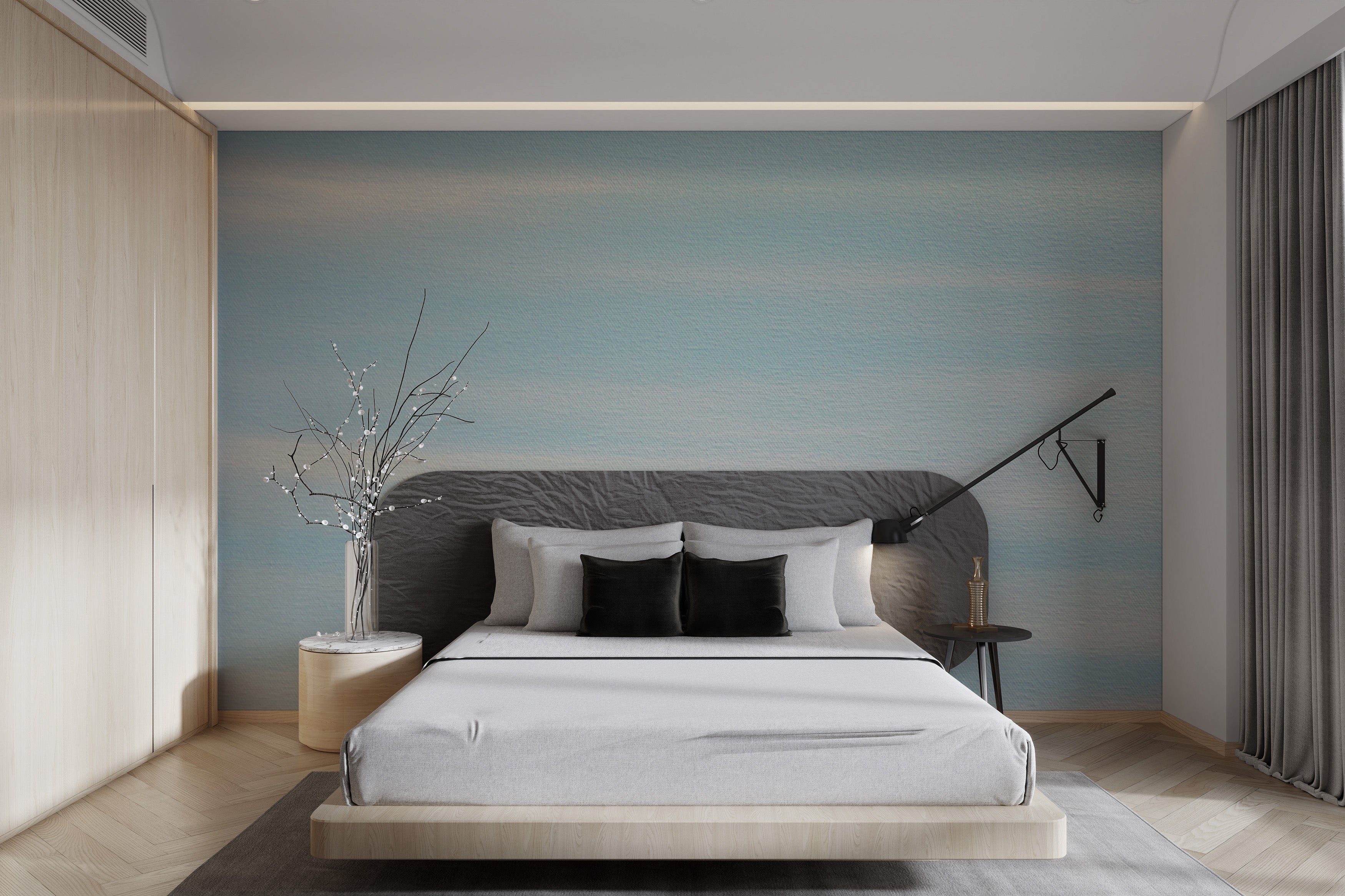 Sky-inspired wall design with gentle pastel colors
