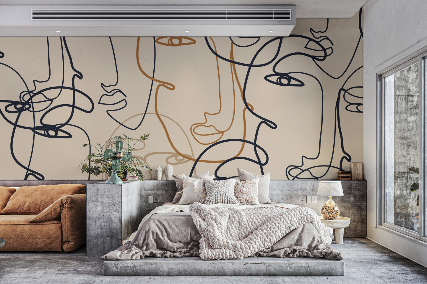 One-line drawing wallpaper with artistic expression
