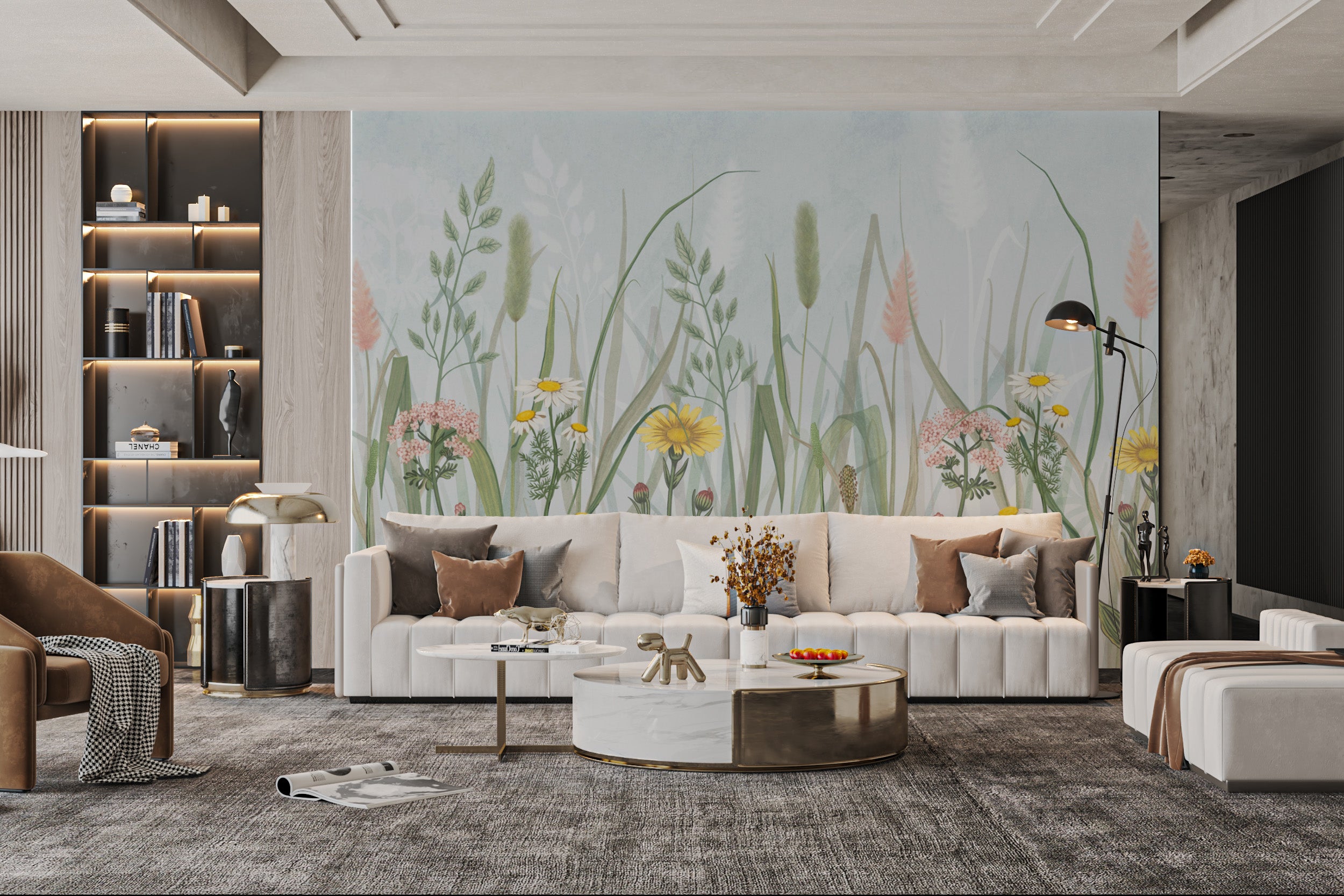 Meadow grass wall art with fresh botanical elements
