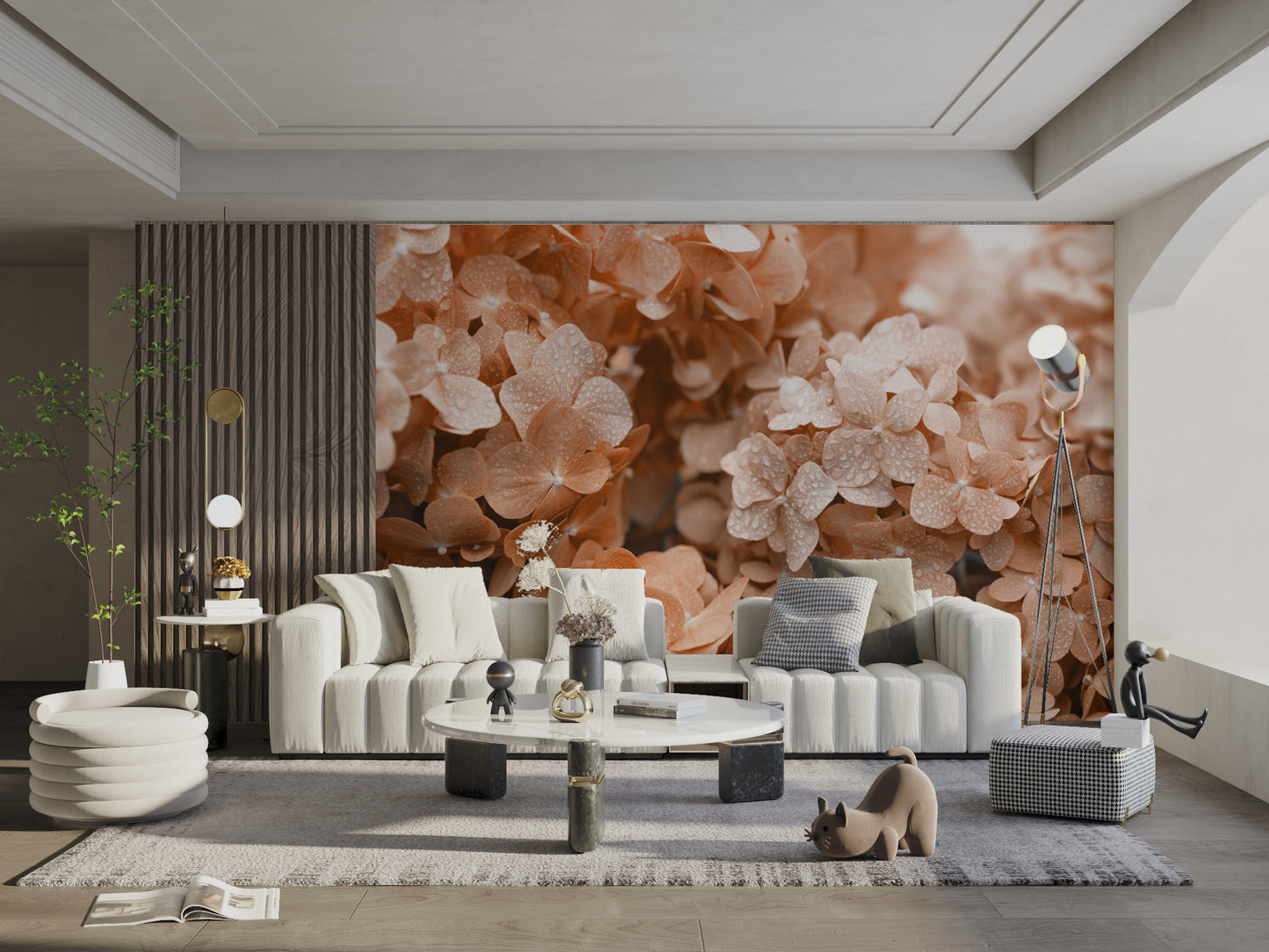 Nature-inspired flower wallpaper with peach blossoms
