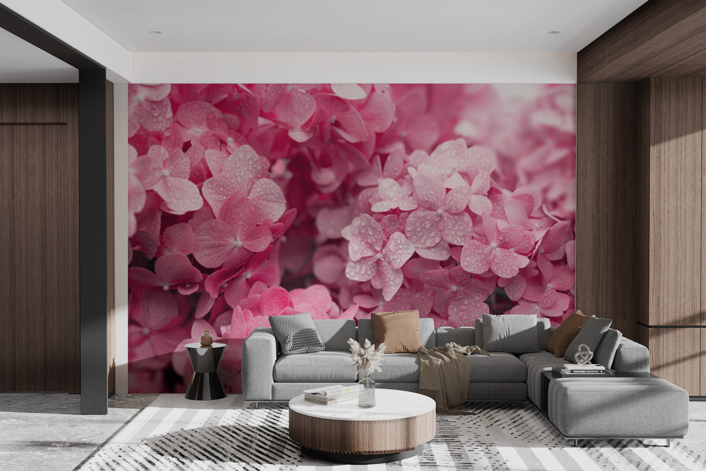 Pink hydrangea flower wallpaper for bedrooms
