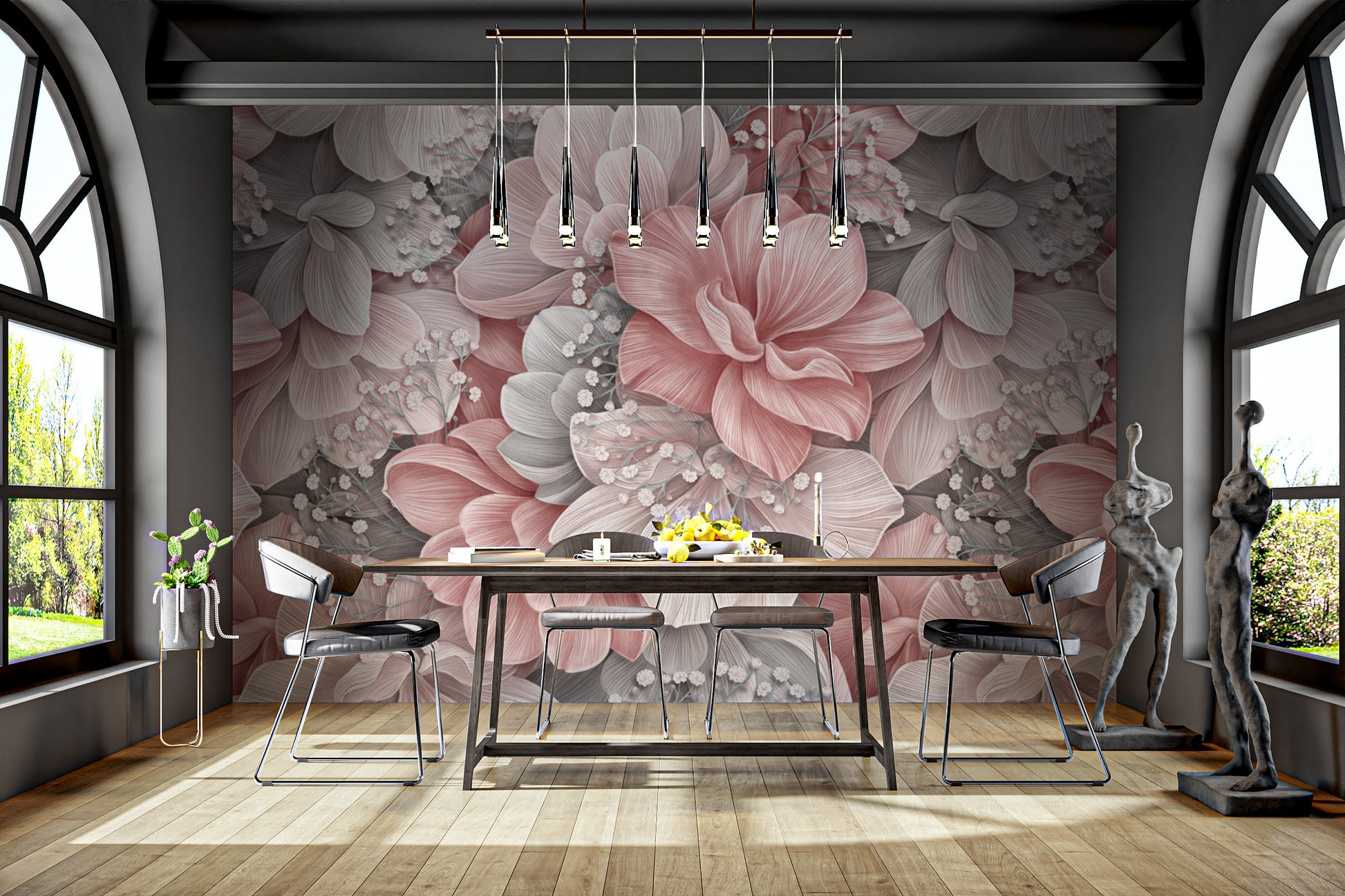 Timeless botanical flower pattern for elegant interiors




