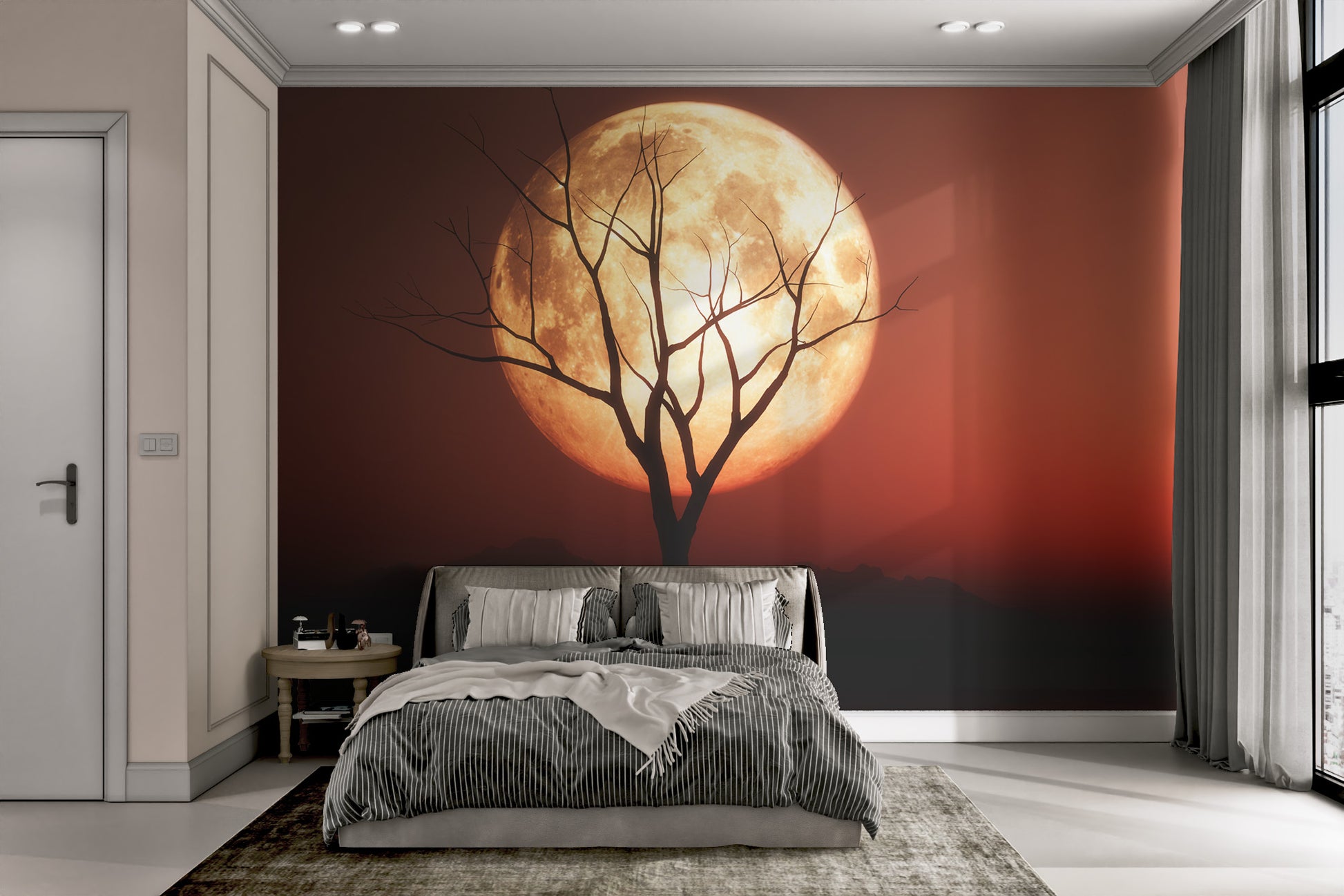 Full moon mural showcasing a lunar glow in a bold setting
