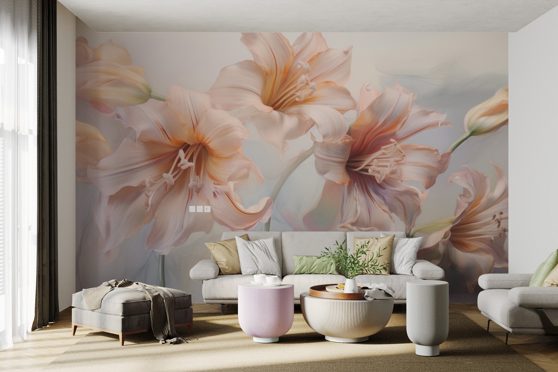 Nature-inspired wallpaper with delicate blooming lilies
