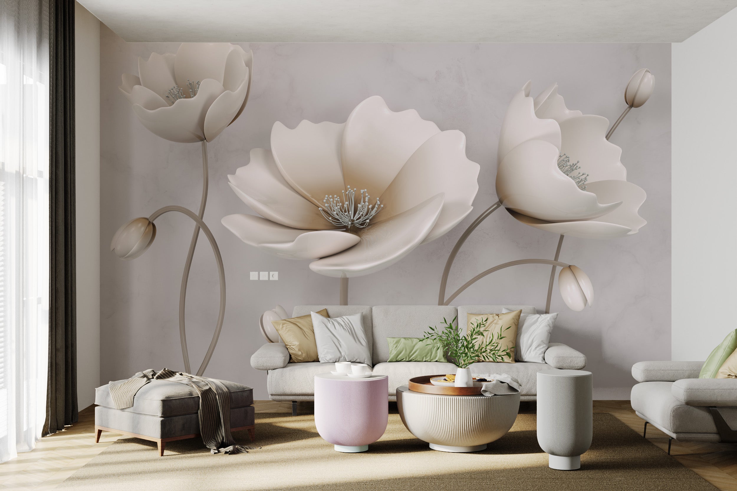 Elegant embossed flower wallpaper for walls
