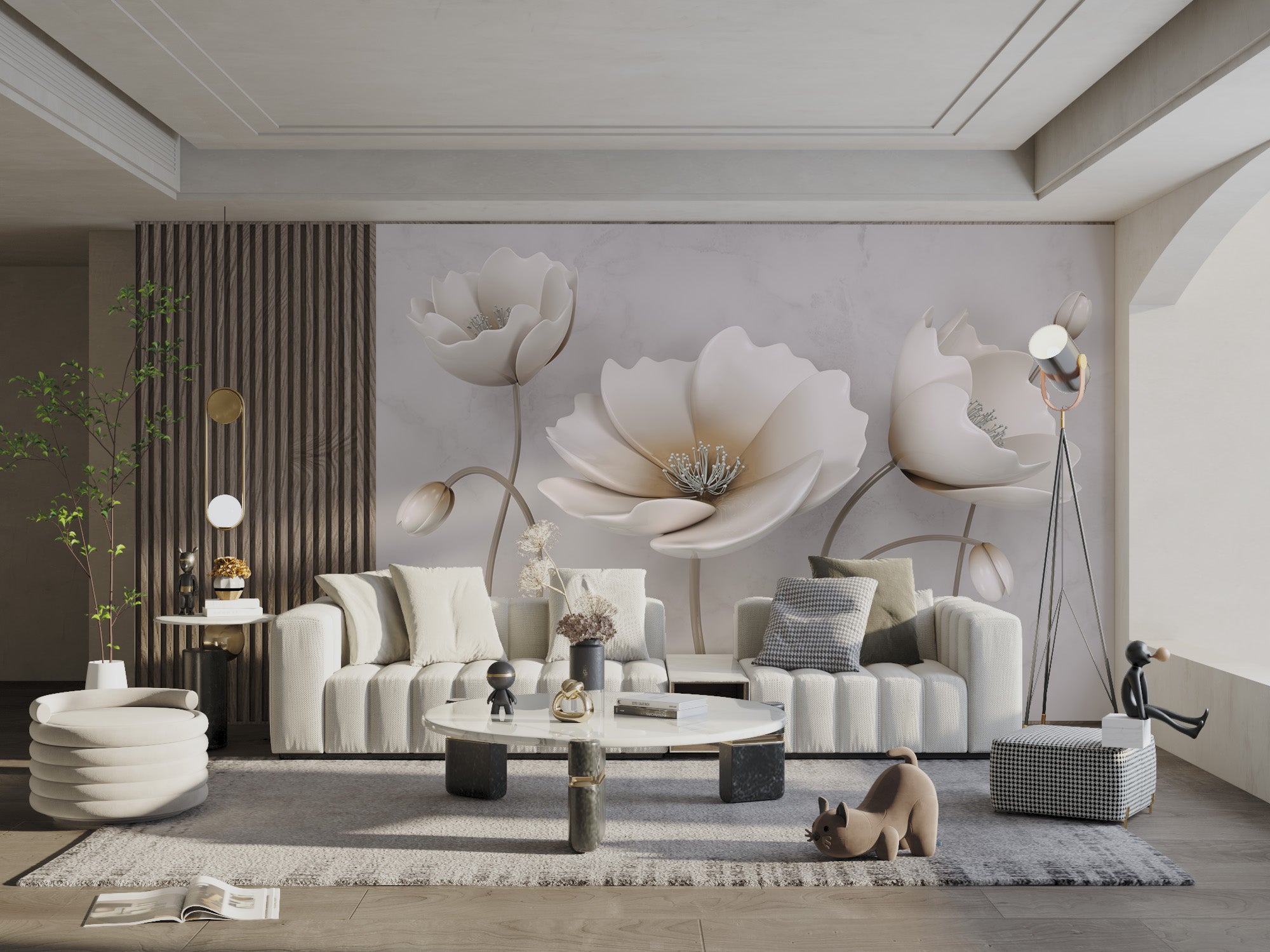 3D embossed floral wallpaper for home interiors
