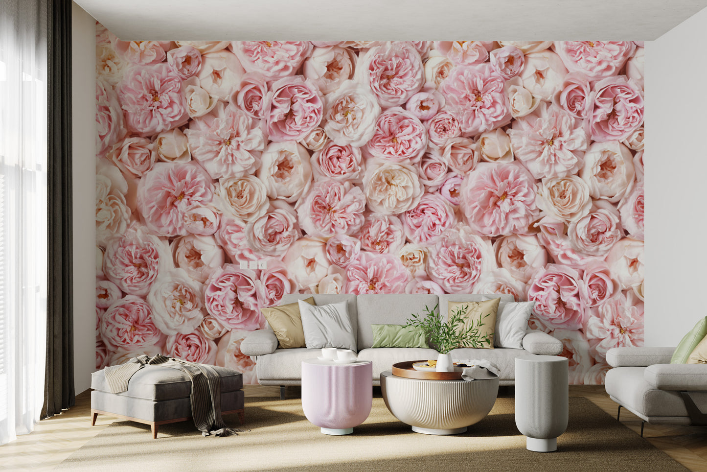 Romantic rose pattern wallpaper with delicate details
