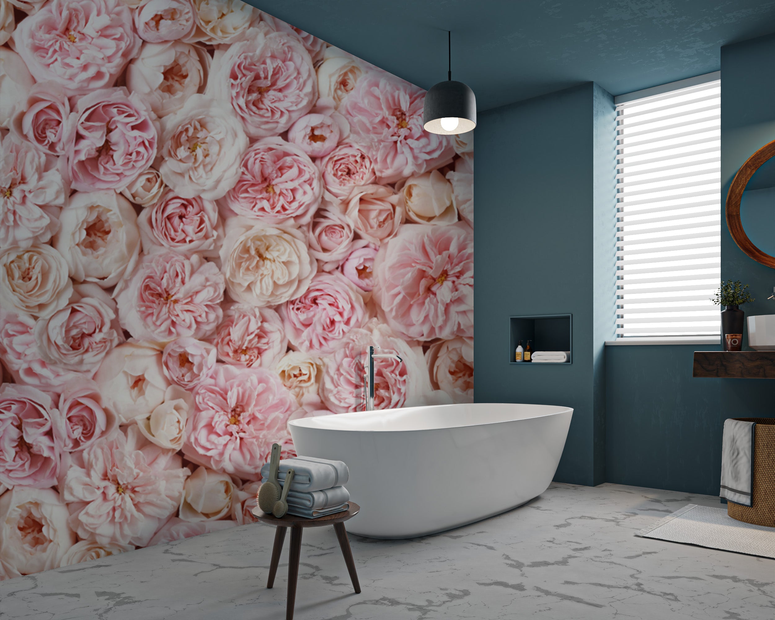 Vintage rose wallpaper with intricate botanical design
