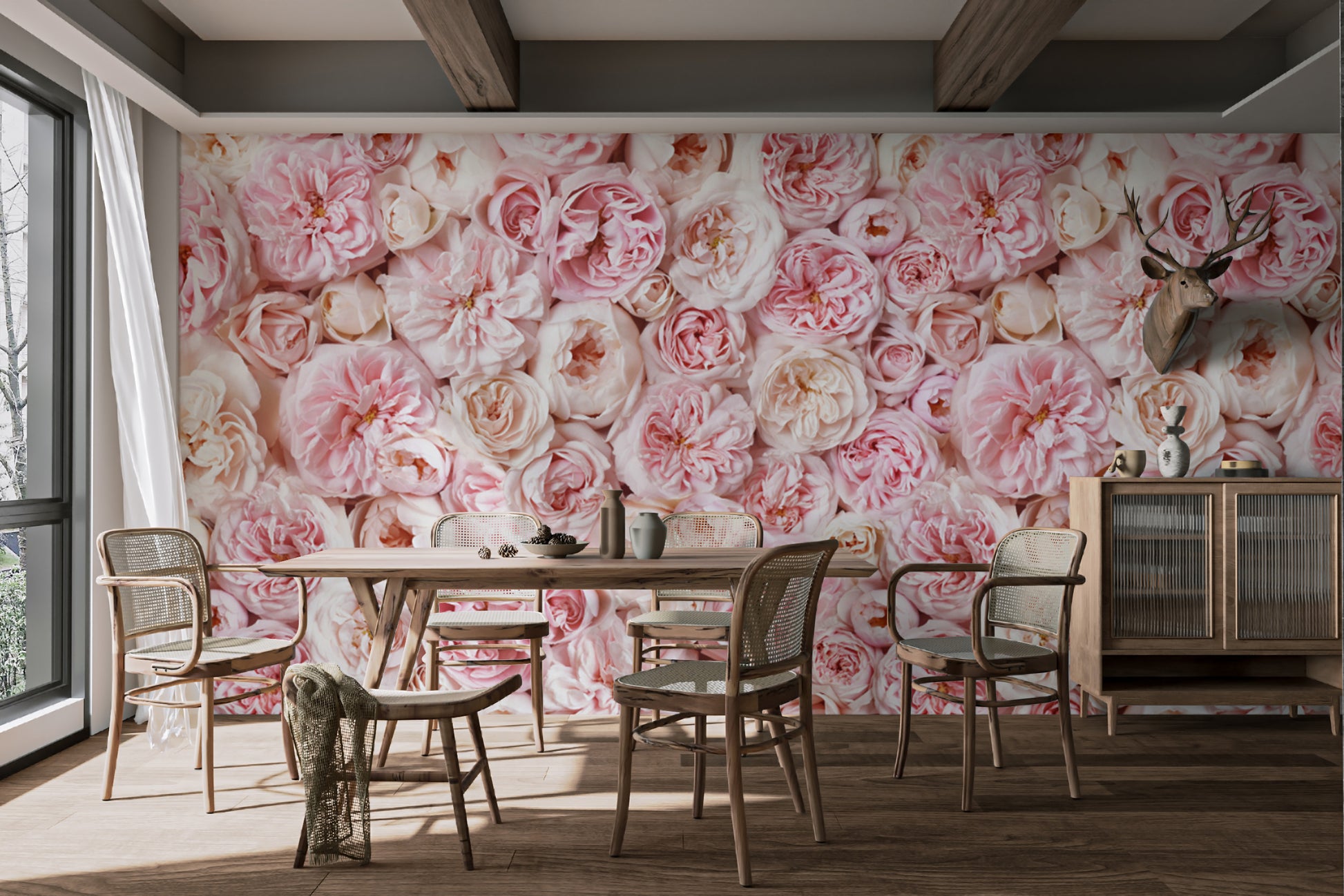 Beautiful rose pattern wallpaper for a classic look
