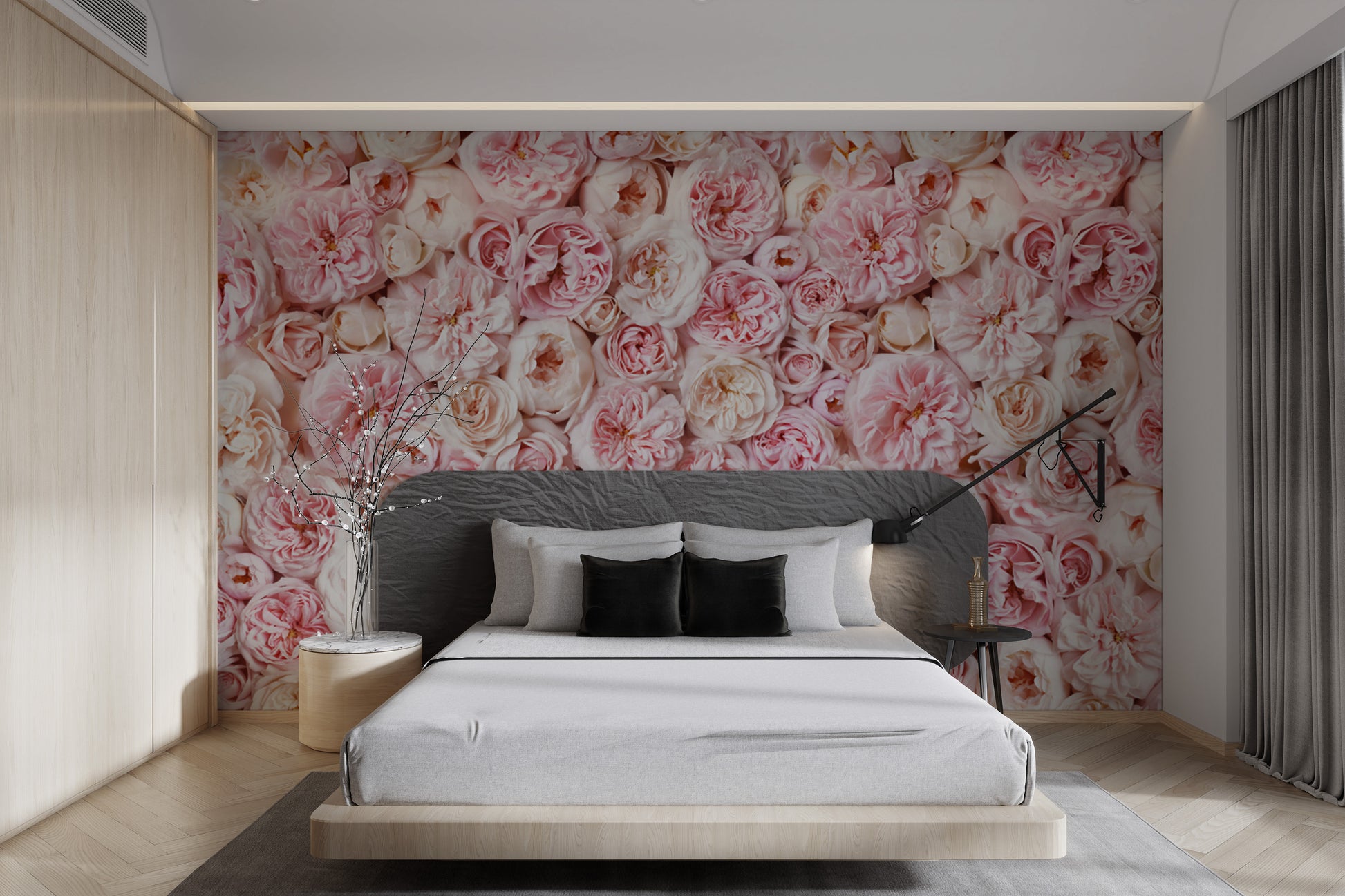 Botanical rose wallpaper with romantic floral charm
