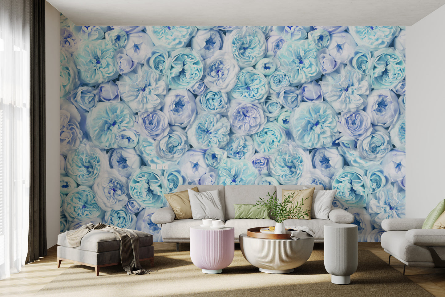 Vintage Blush Blue Wallpaper