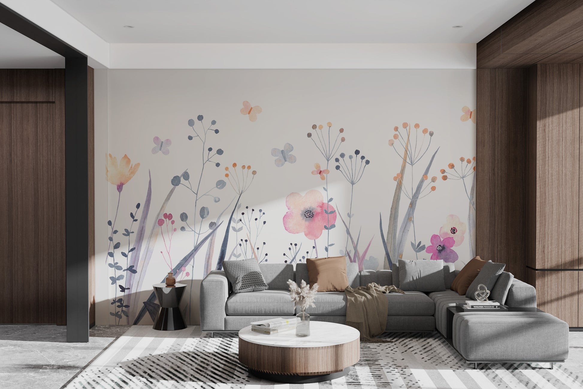 Wildflower pattern wallpaper with soft floral hues
