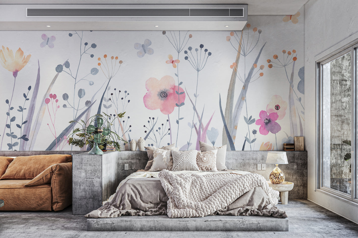 Nature-inspired botanical wallpaper with subtle colors
