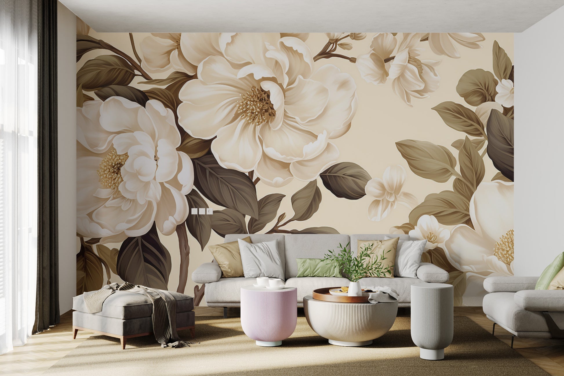 Timeless botanical wallpaper with delicate floral details
