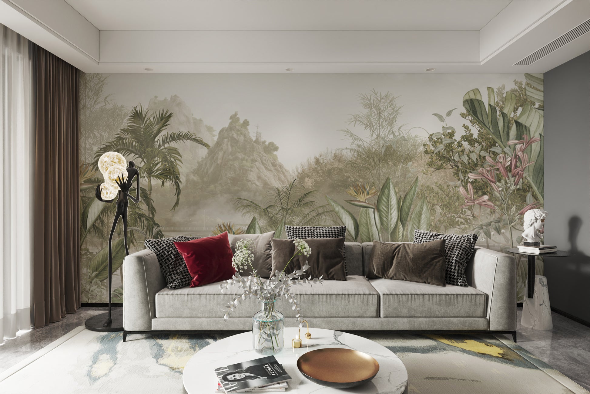 Luxury tropical wallpaper with nature-inspired elements
