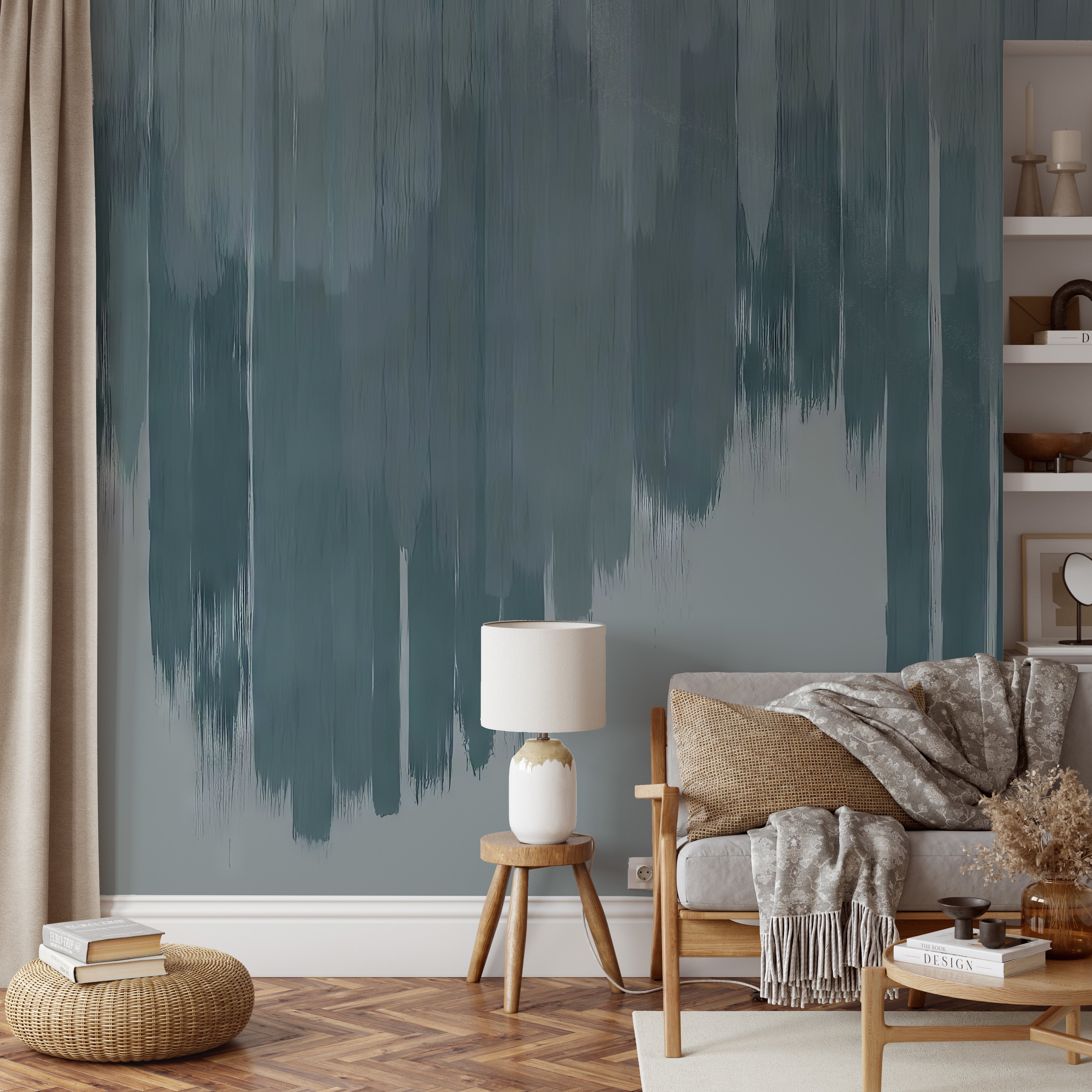 Blue Brush Stroke Pattern Wallpaper Mural