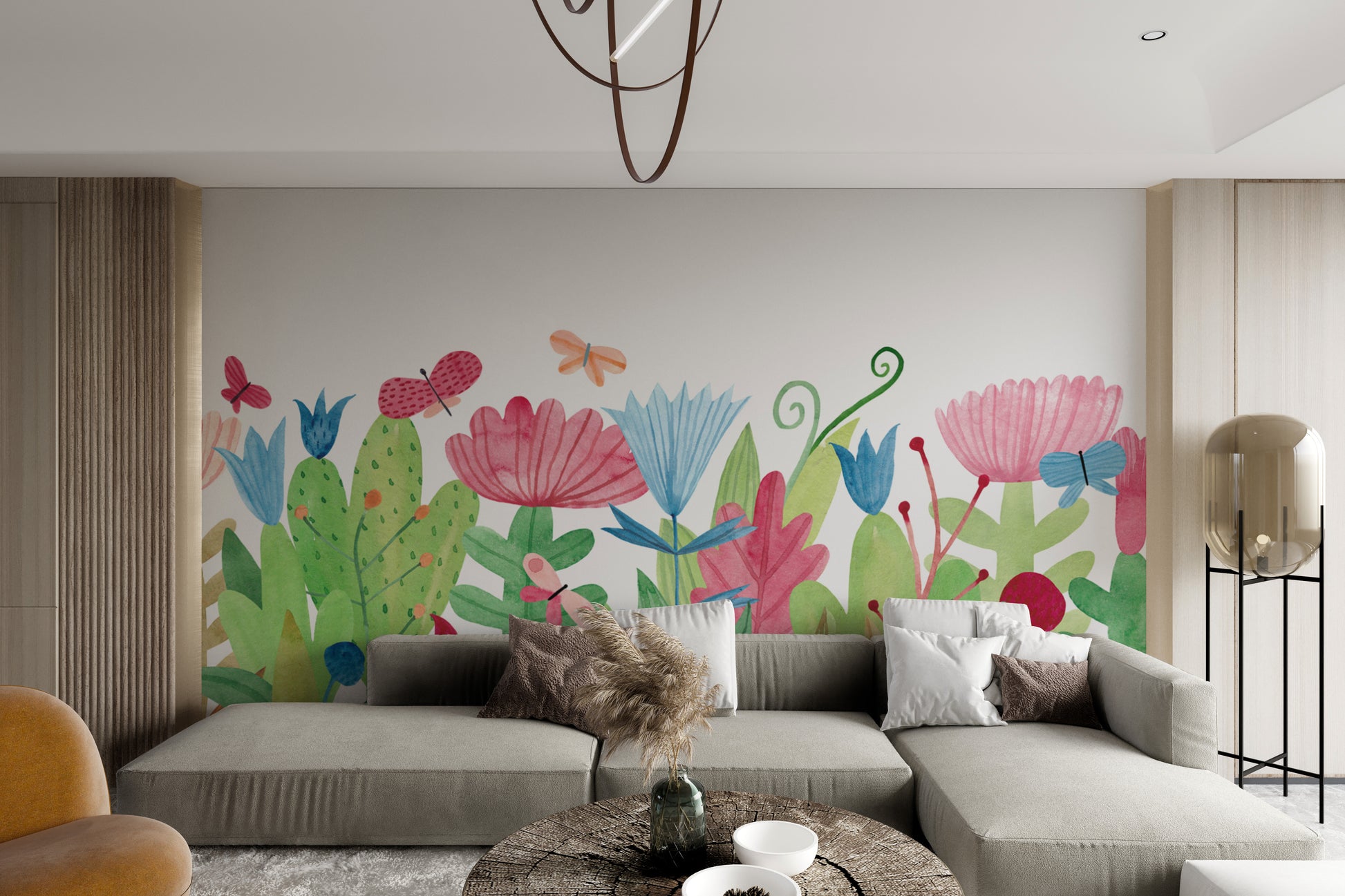 Soft watercolor flower wallpaper with botanical elegance
