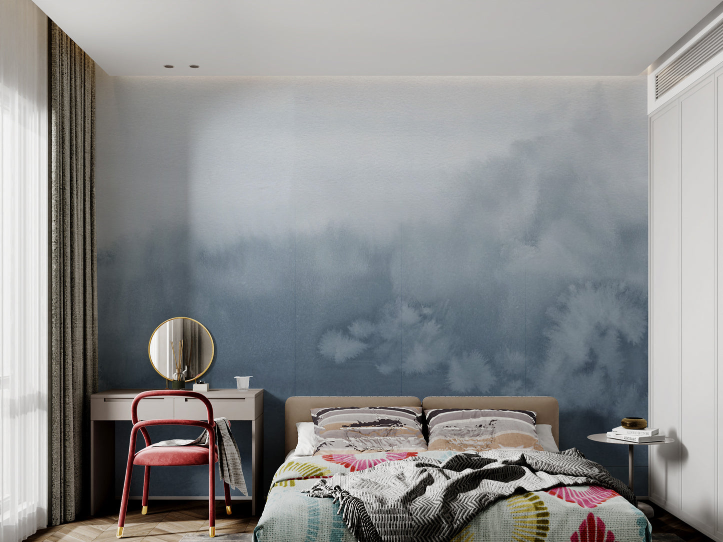 Blue Ombre Watercolor Wall Mural