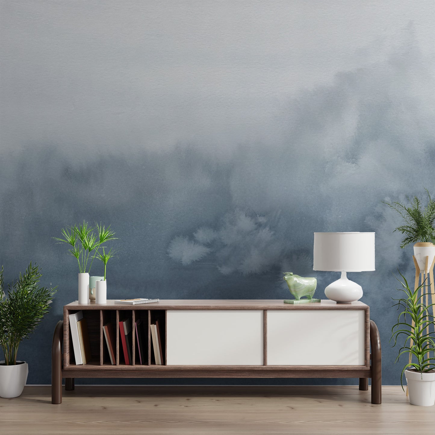 Blue Ombre Watercolor Wall Mural