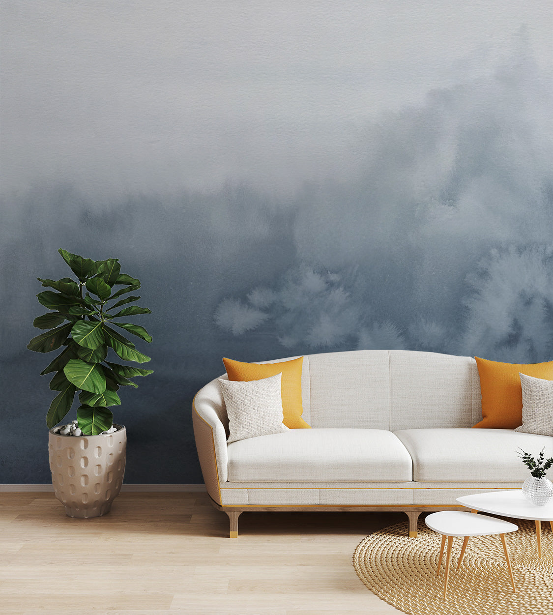 Blue Ombre Watercolor Wall Mural