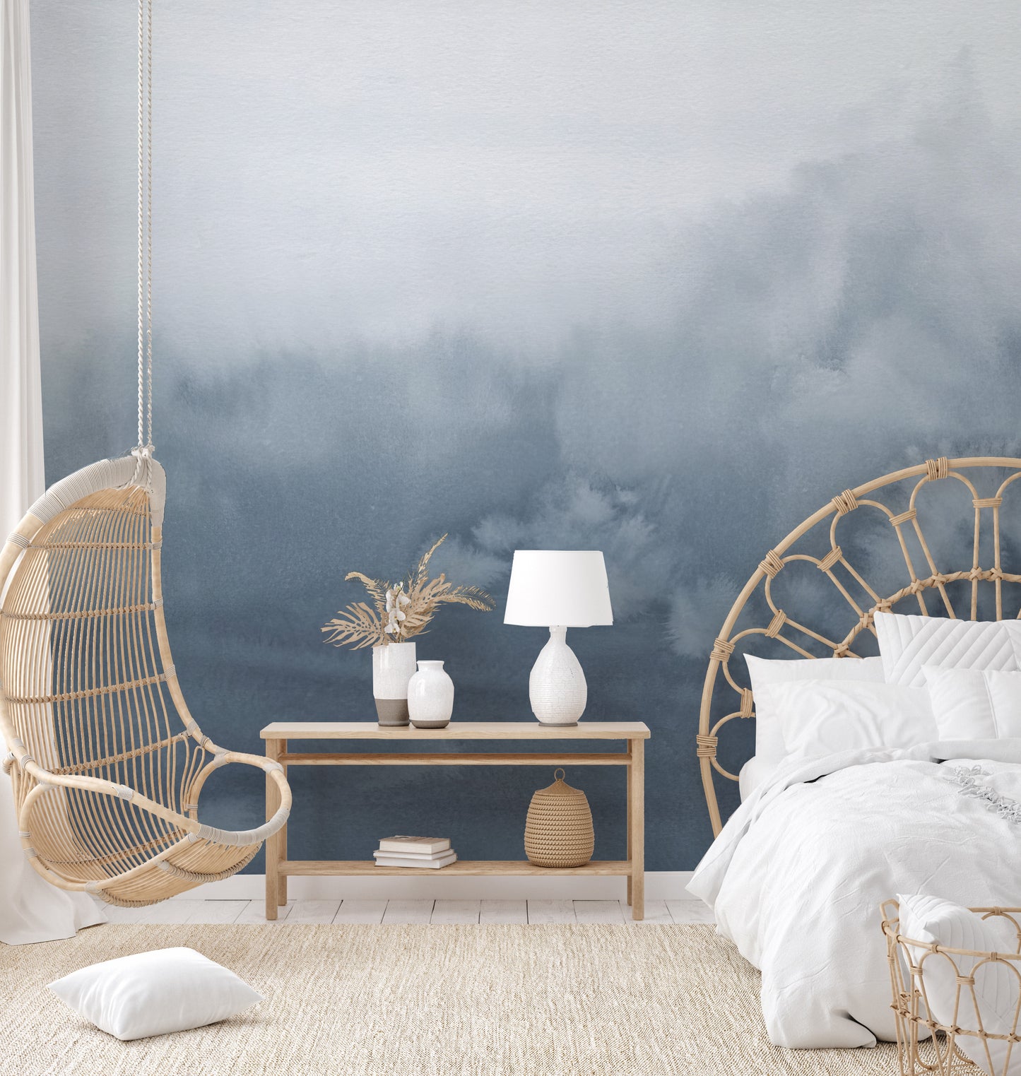 Blue Ombre Watercolor Wall Mural