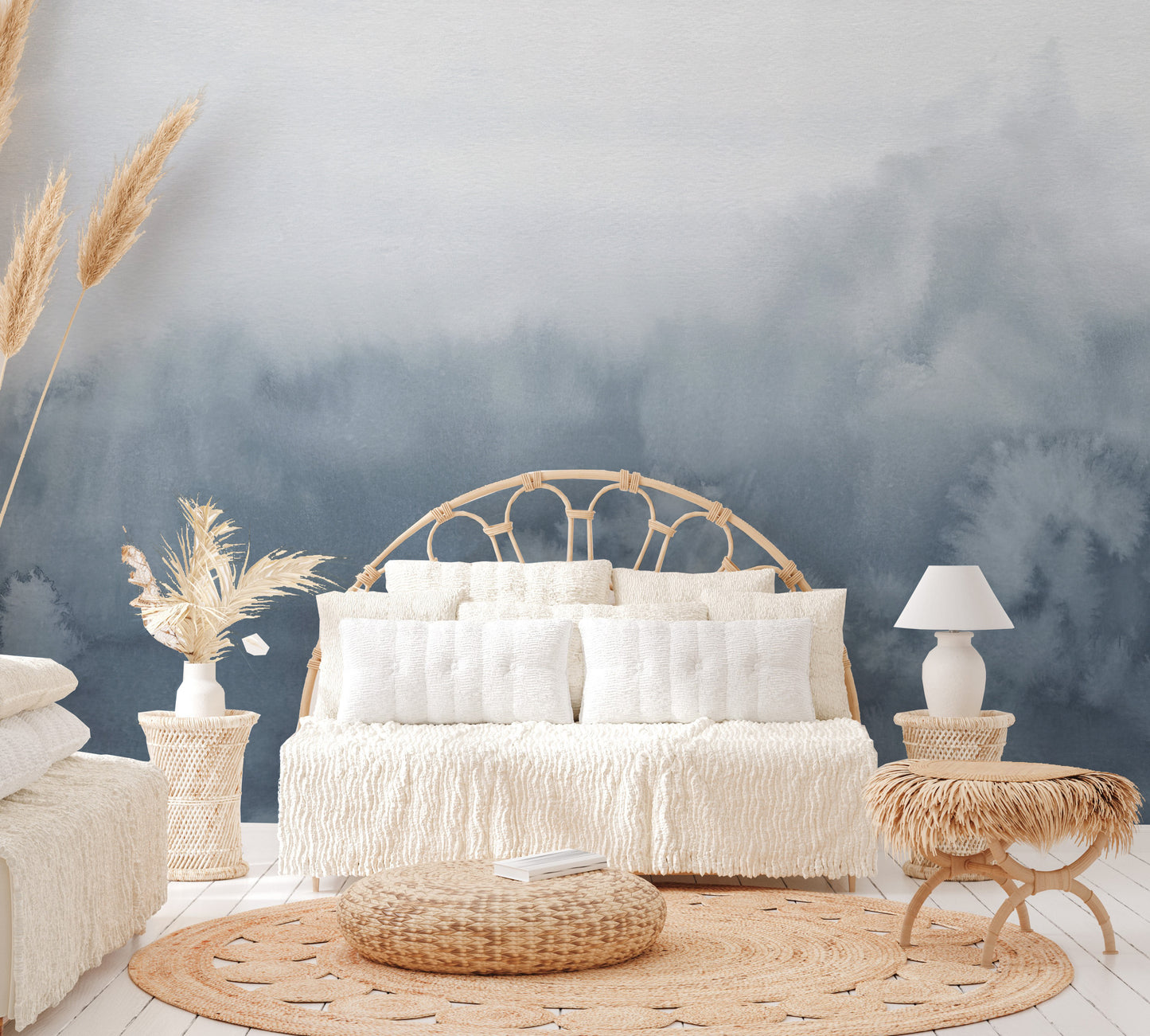 Blue Ombre Watercolor Wall Mural