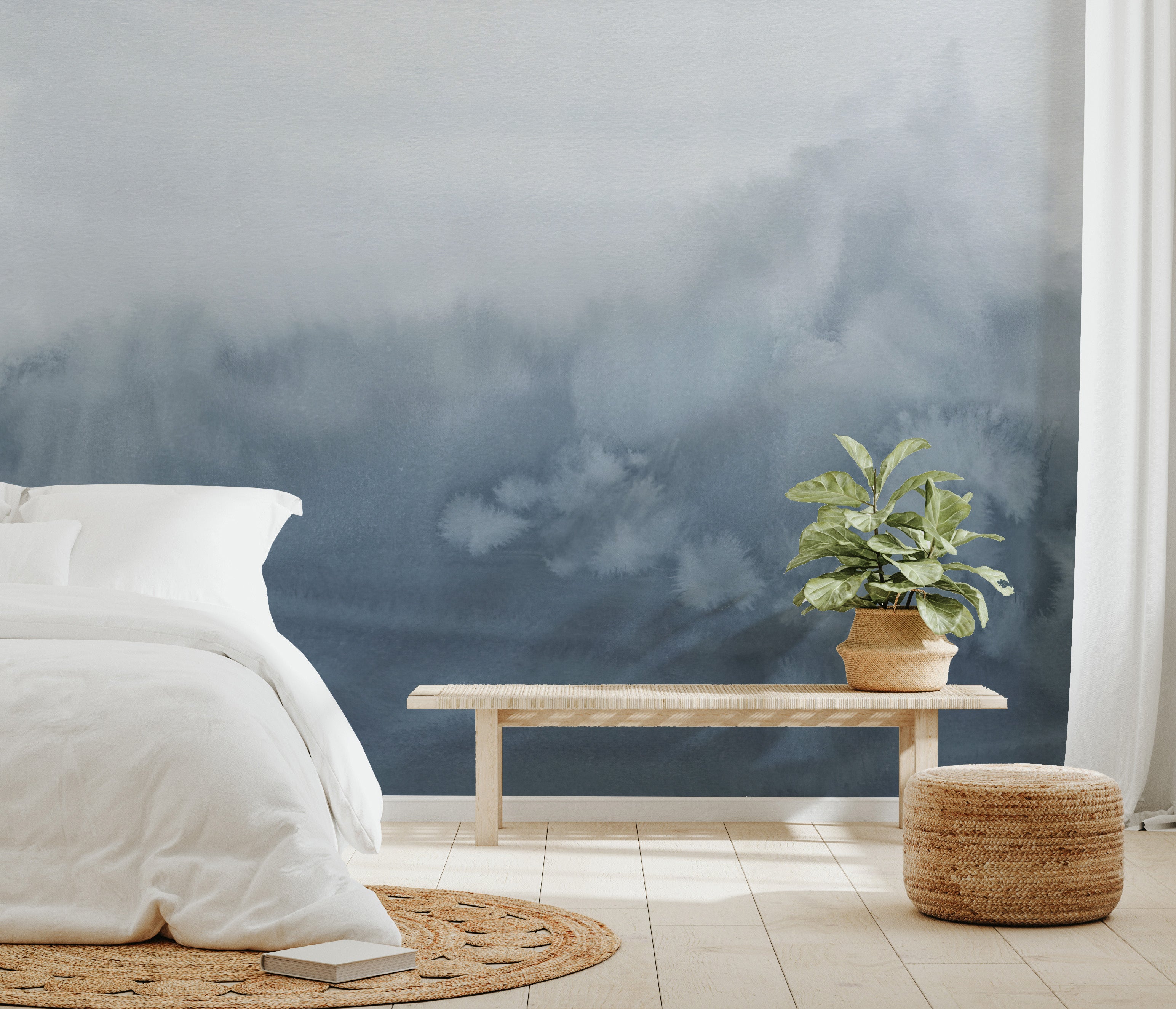 Blue Ombre Watercolor Wall Mural