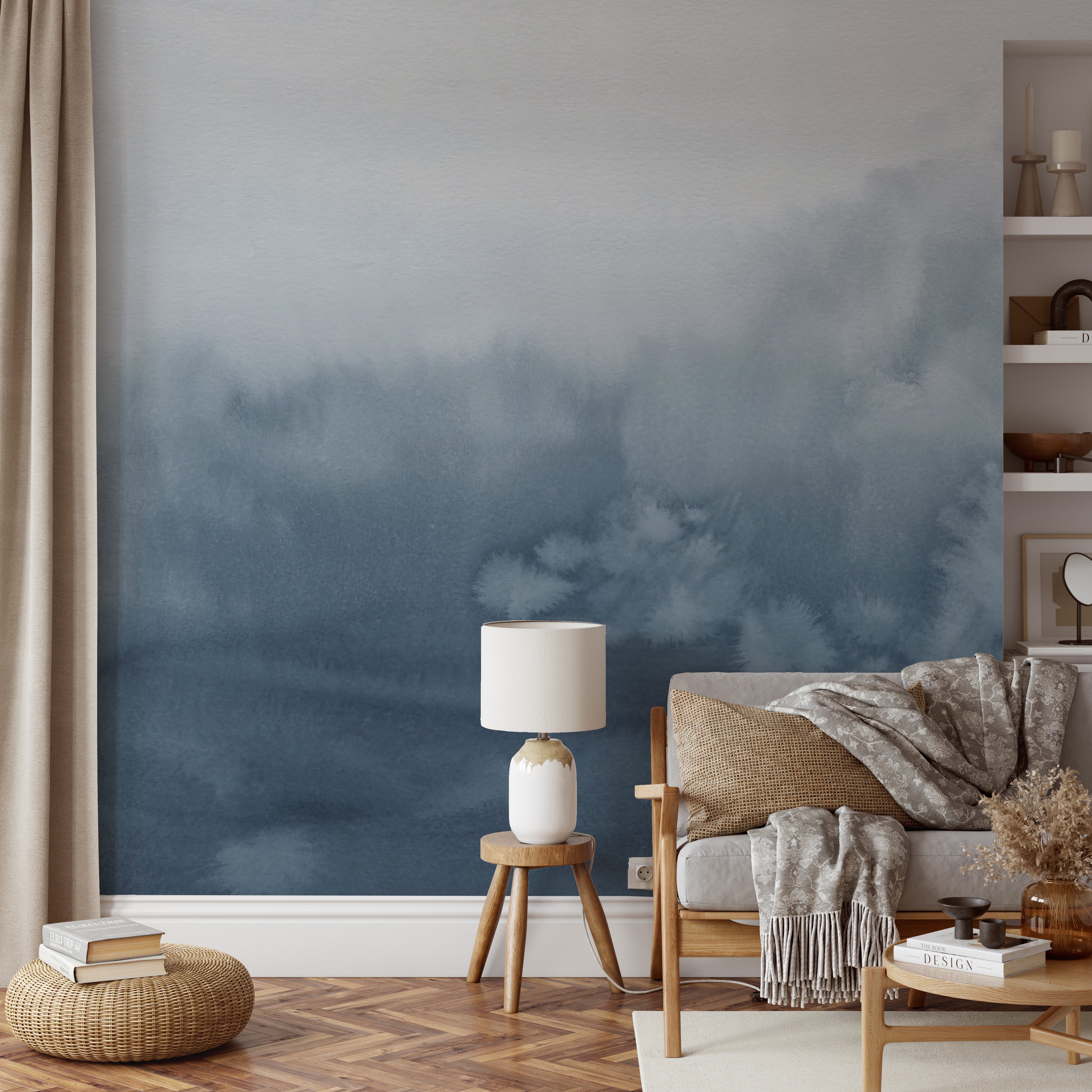 Blue Ombre Watercolor Wall Mural