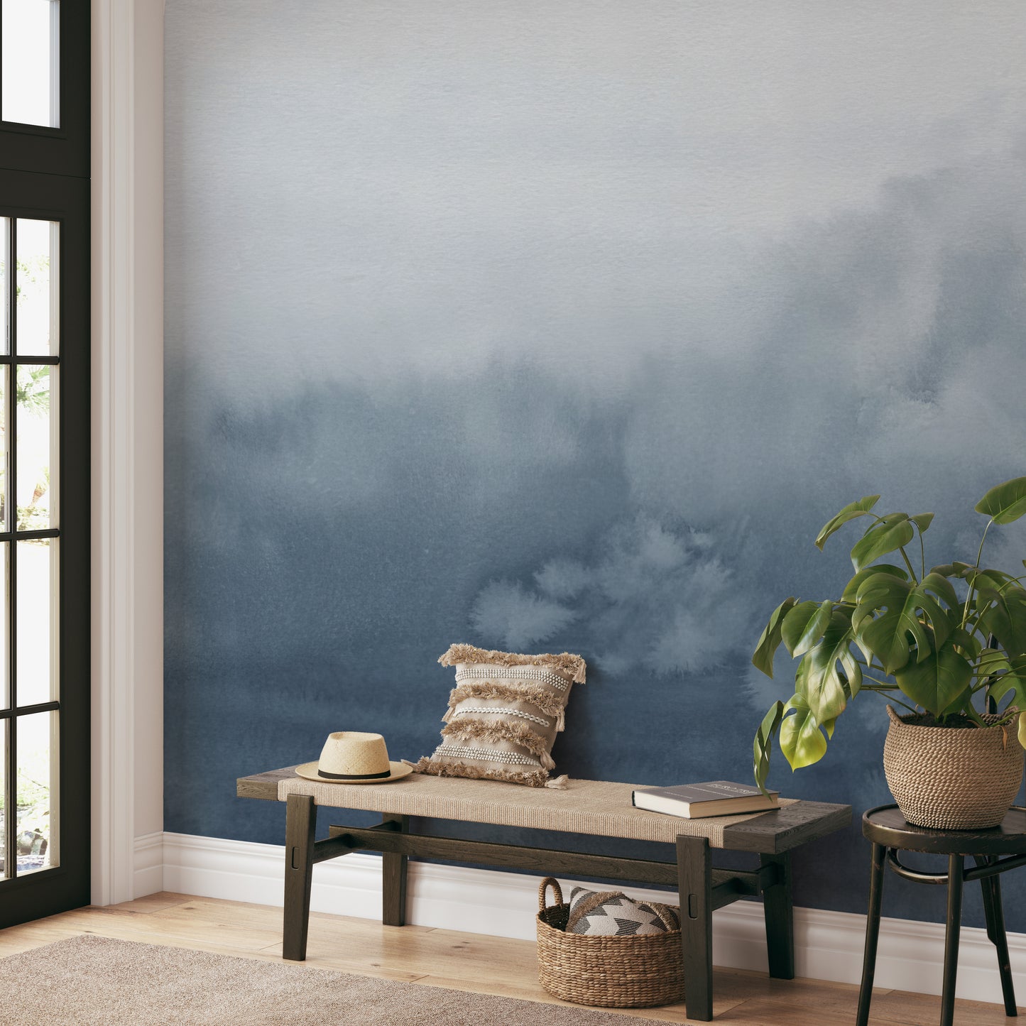 Blue Ombre Watercolor Wall Mural