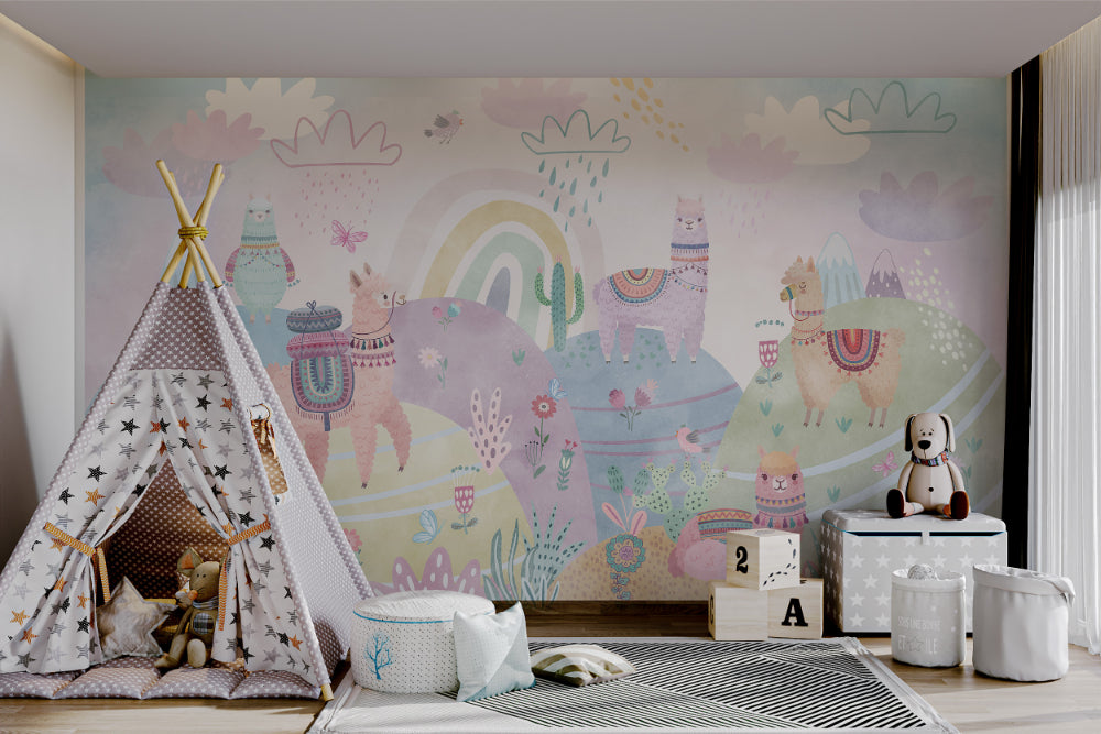 Pastel Mountains Kids Wall Mural