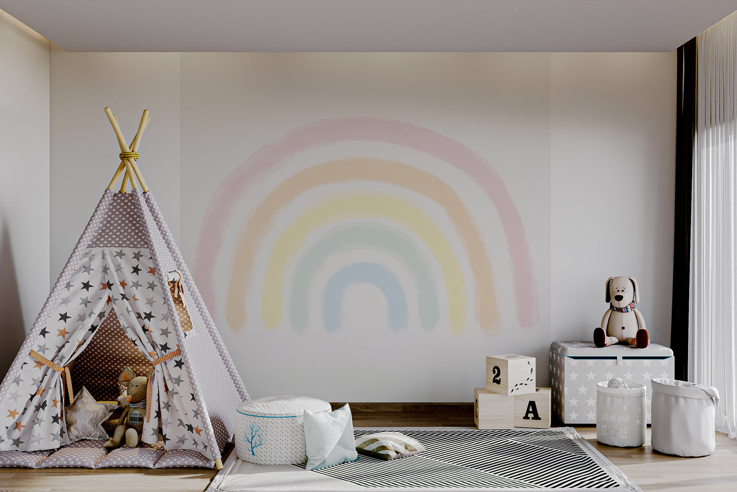 Soft Pastel Rainbow Wallpaper Mural