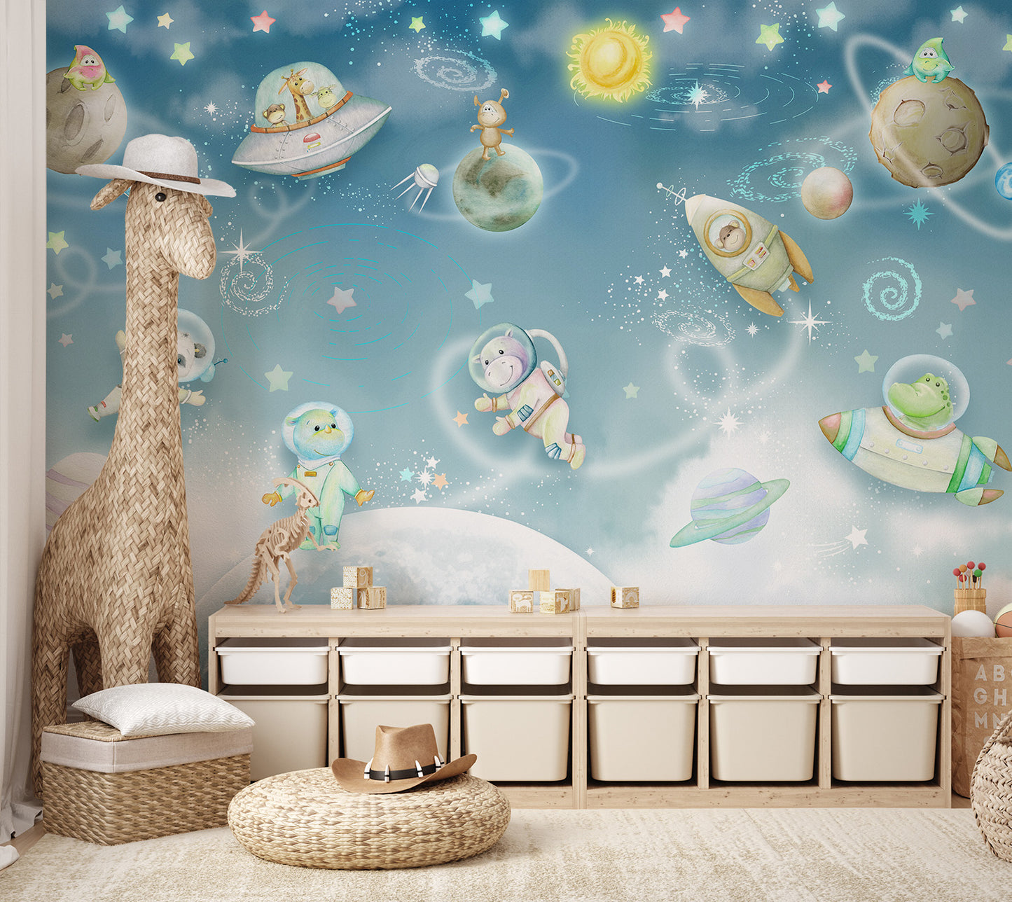 Playful Galaxy Adventure Wallpaper Mural