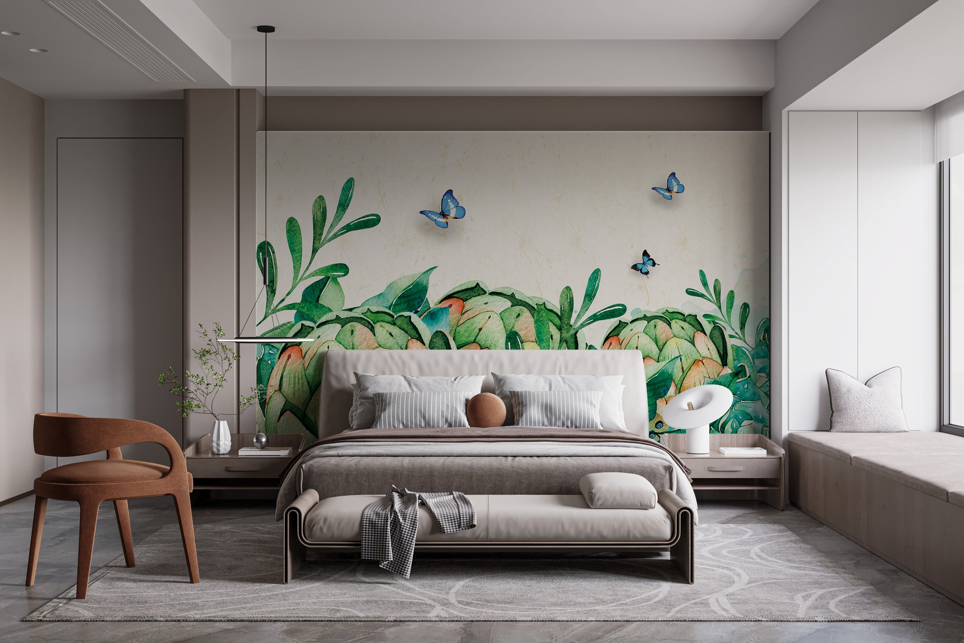 Stylish Botanical Paradise Watercolor Wall Mural
