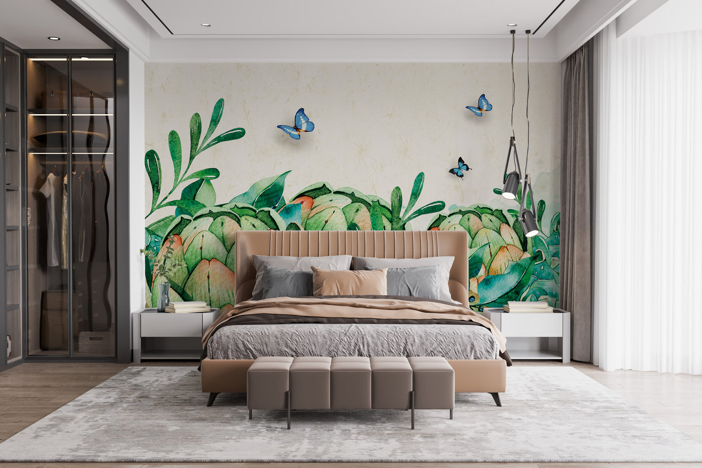 Premium Watercolor Botanical Paradise Mural Wallpaper