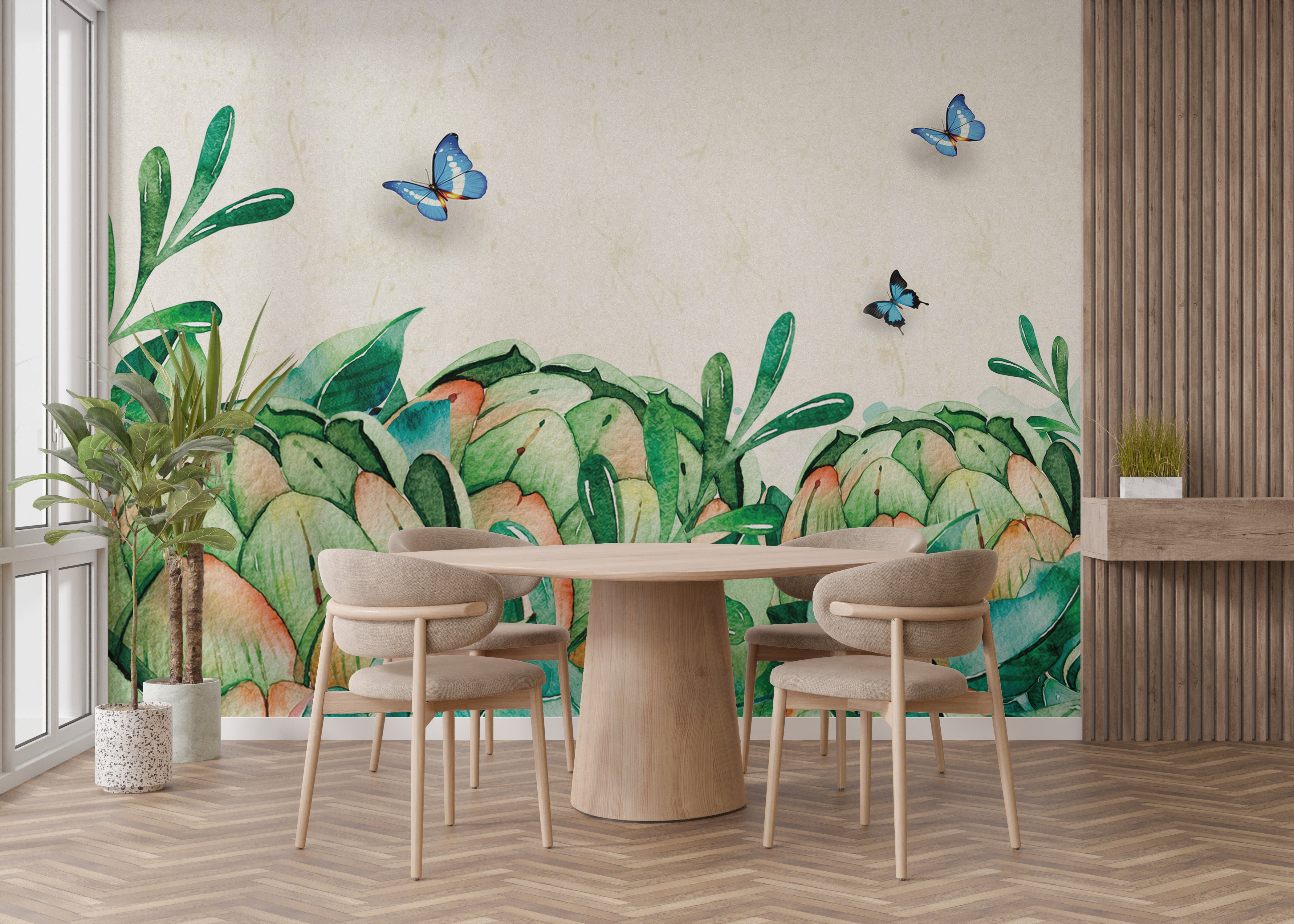 Unique Watercolor Botanical Paradise Wallpaper Mural