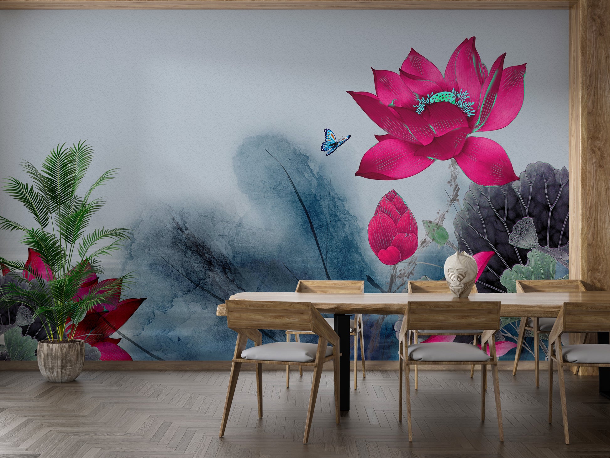 Modern Removable Lotus Flower Wallpaper Mural
