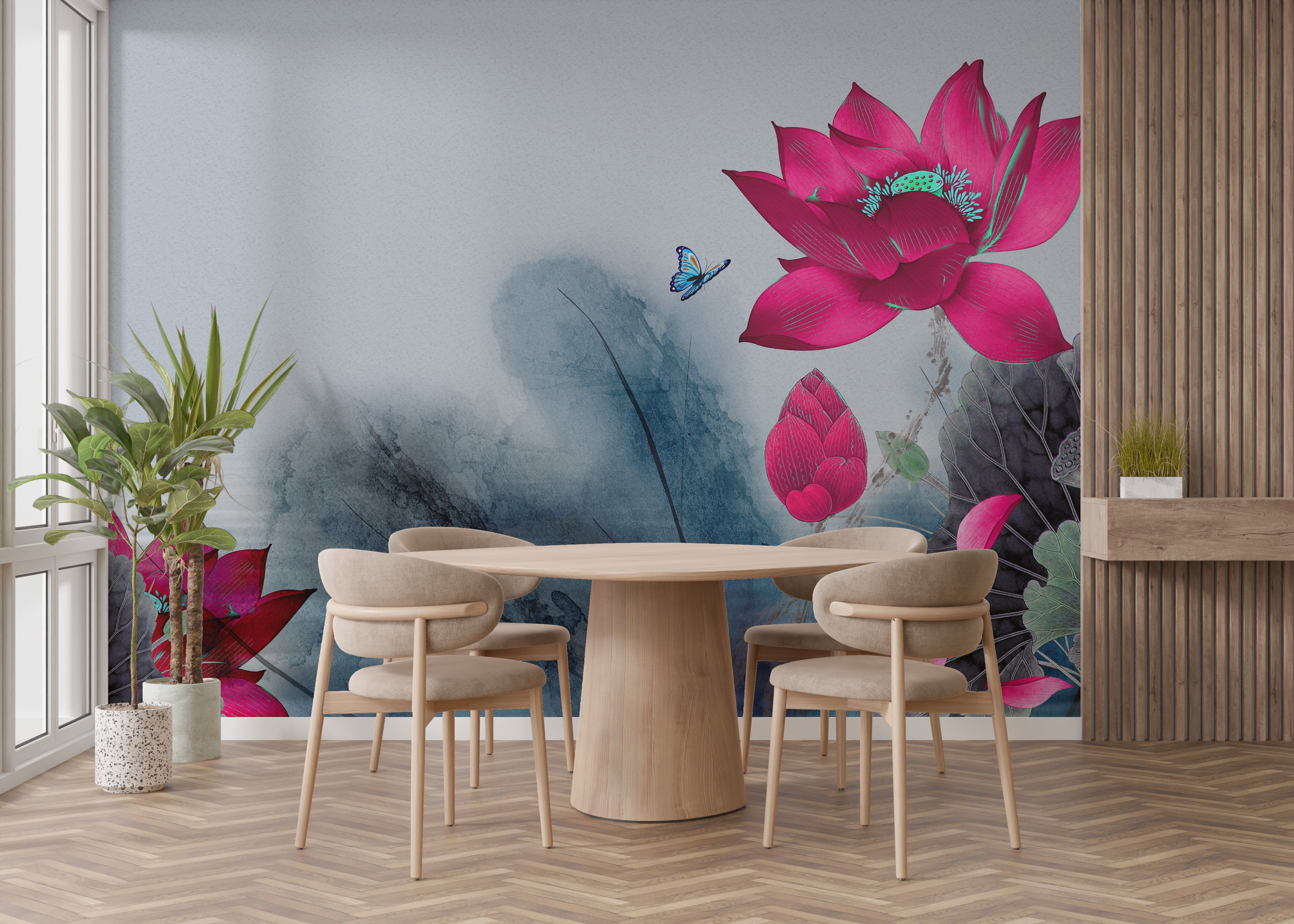 Luxurious Removable Lotus Flower Wall Mural
