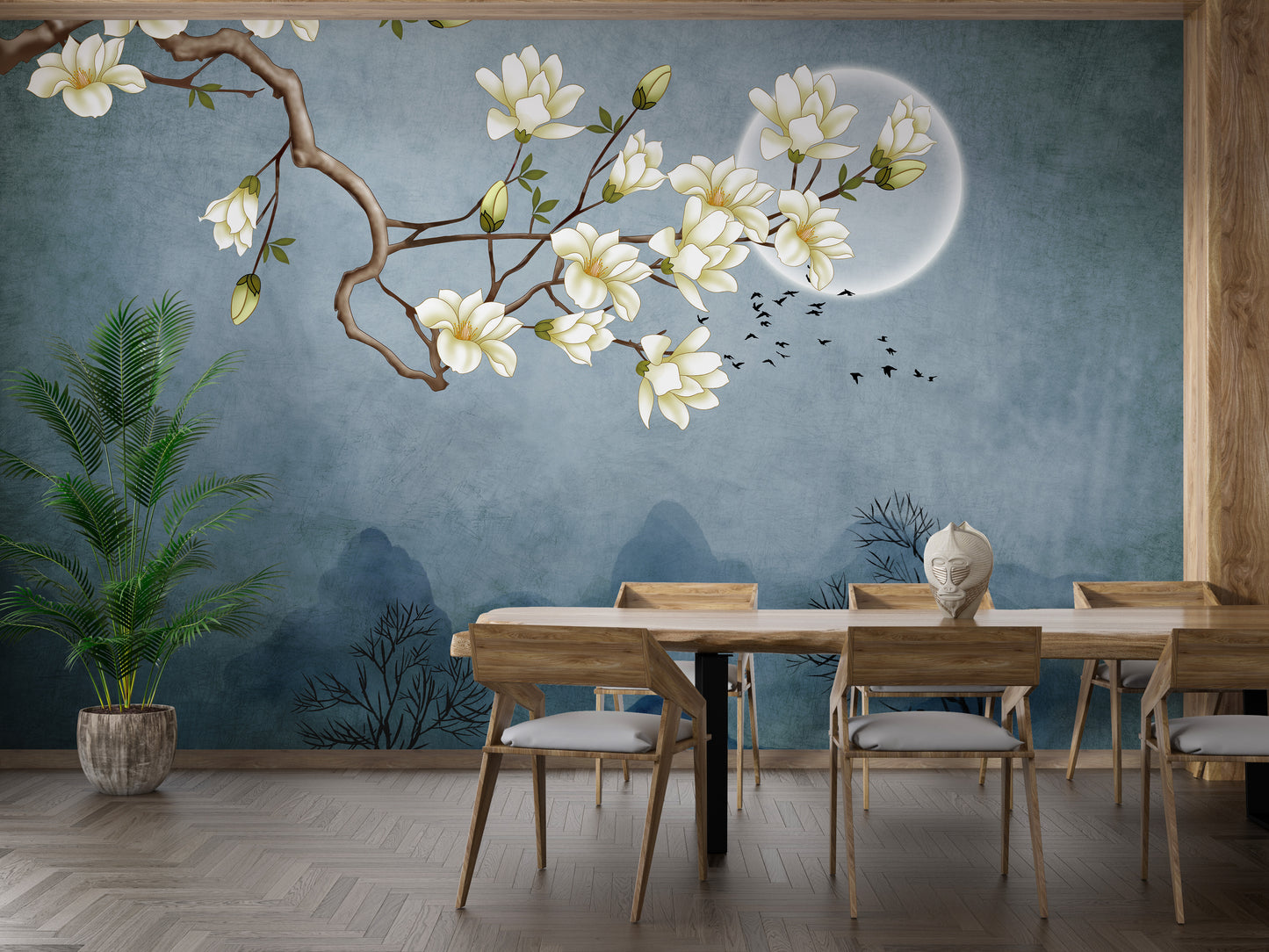 Beautiful Japanese Art Floral Printed Wall Mural