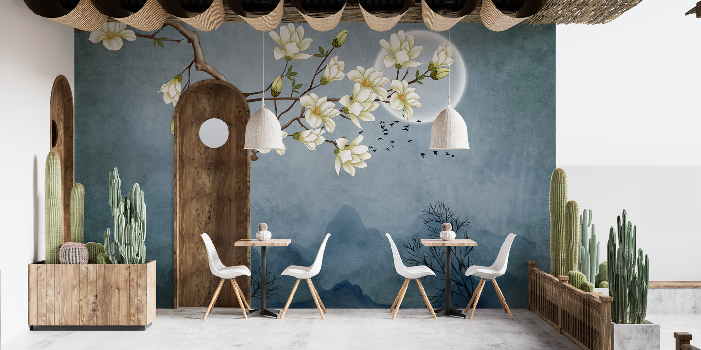 Japanese Art Floral Wallpaper Mural Design