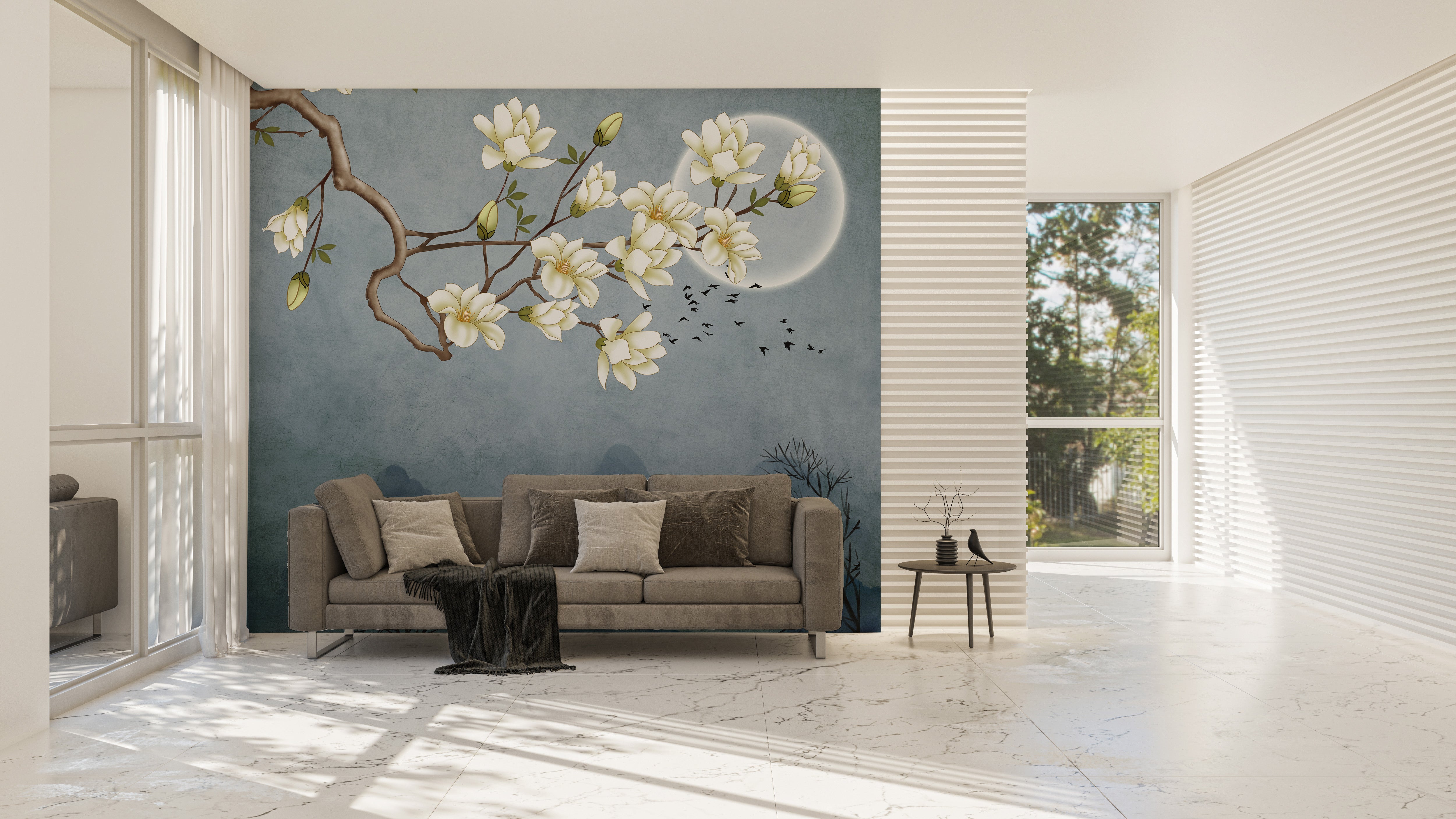 Stunning Floral Japanese Art Wallpaper Mural