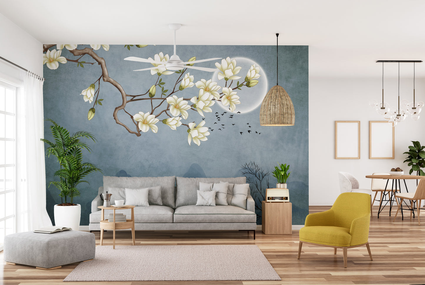 Modern Floral Japanese Art Printed Wallpaper Mural