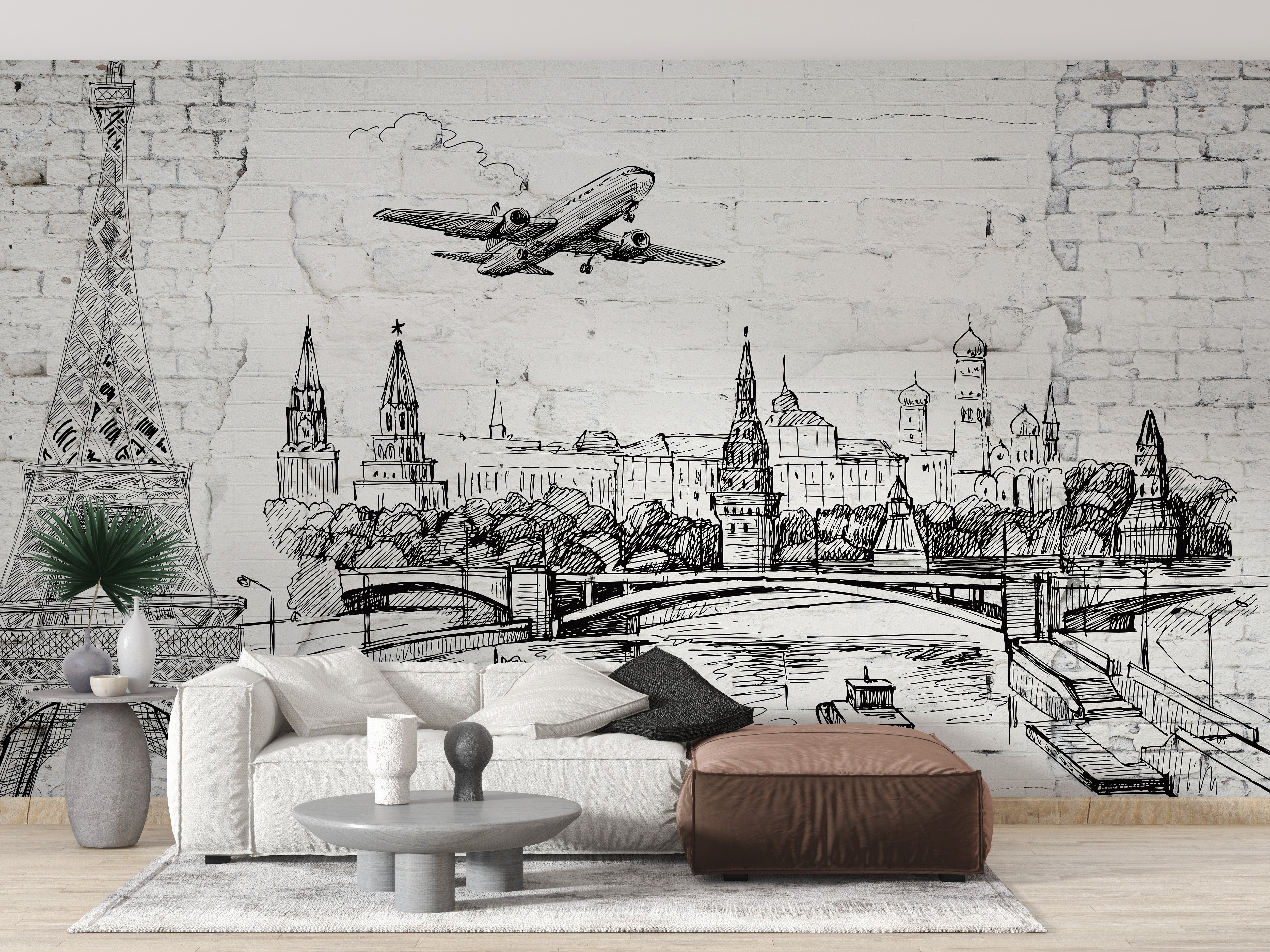 Chic Architectural Marvels Brick Wall Mural Design